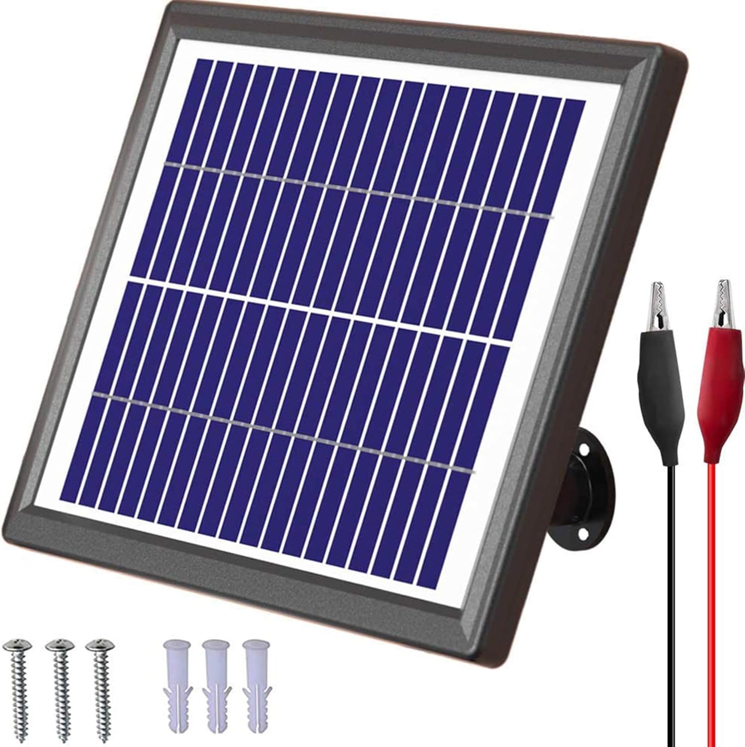 POWOXI Solar Panel 12V 6W Car Solar Battery Charger Maintainer + Charge Controller Waterproof Solar Trickle Charger Adjustable Mount Bracket Alligator Clip for Gate Opener, Cars, etc.