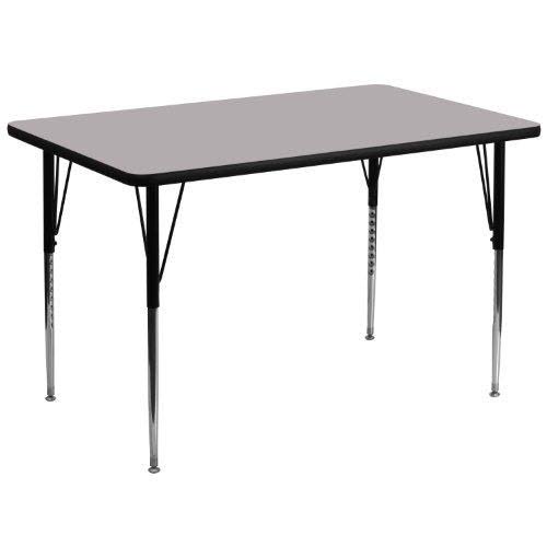 Flash Furniture 36&&W x 72&&l Rectangular Grey Thermal Laminate Activity Table - Standard Height Adjustable Legs