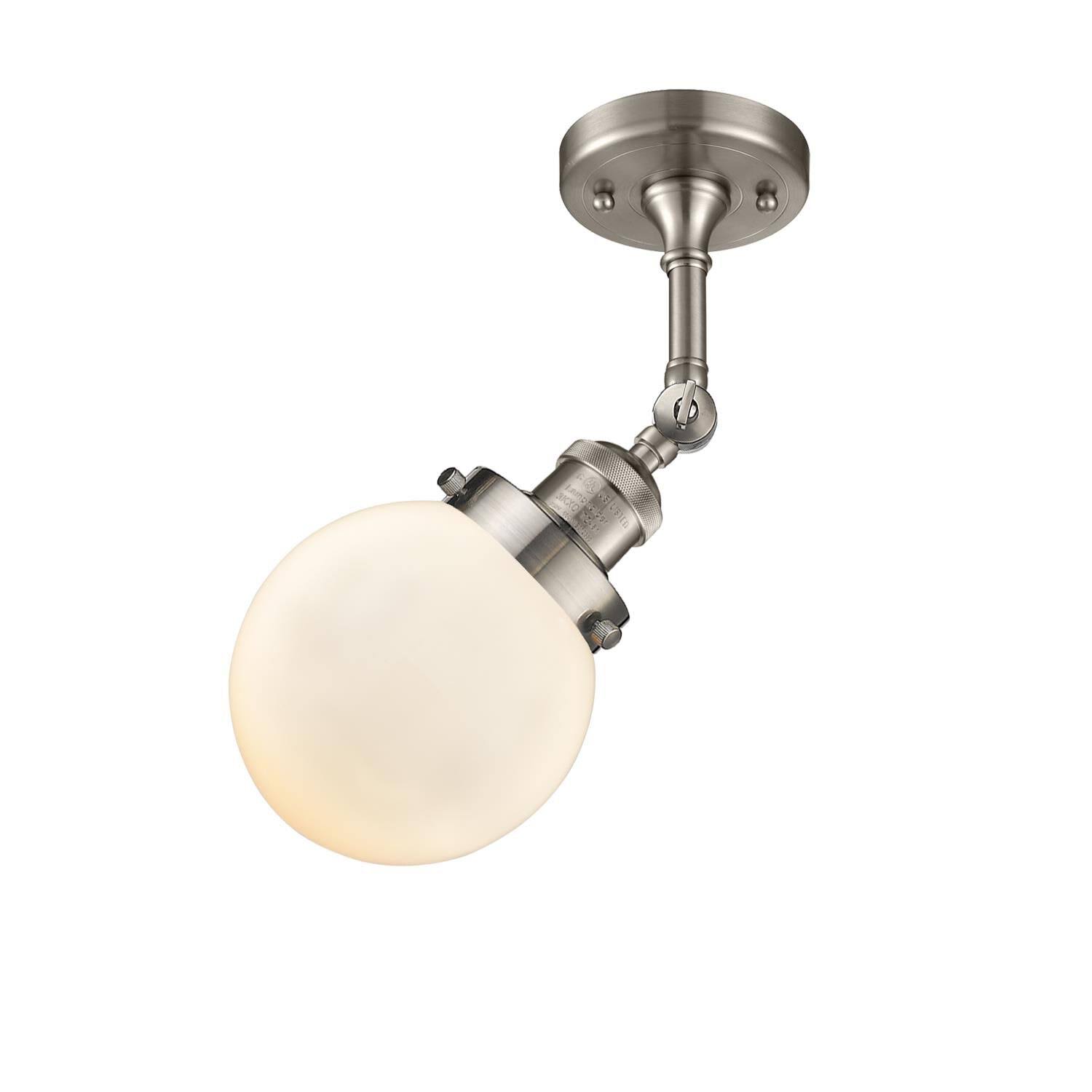 Innovations 201F-SN-G201-6 1 Light Beacon 6 inch Semi-Flush Mount in Brushed Satin Nickel