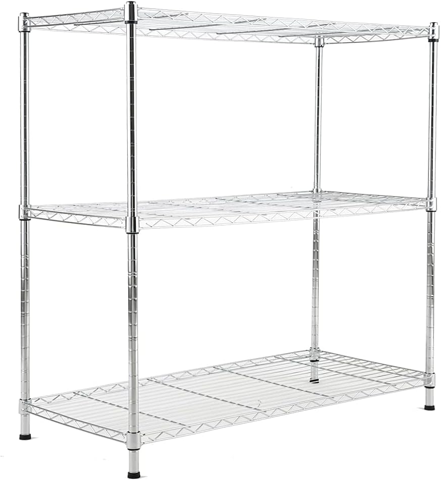 EFINE 3-Shelf Chrome Shelving Unit, Adjustable Rack, Steel Wire Shelves, Shelving Units and Storage for Kitchen and Garage (36W x 16D x 36H) (3-Tier-Chrome-2-Pack)