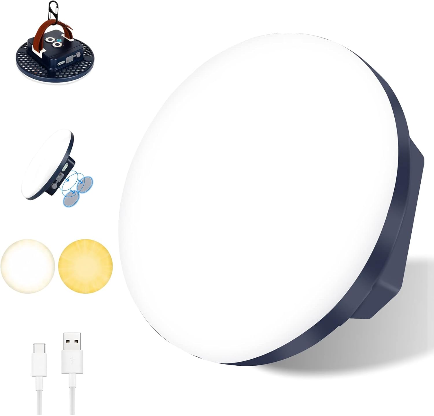 IODOO 16500mAh 3000LM 3000K 6000K Flashlight Portable LED Camping Lantern Rechargeable Light 60W with Magnet Waterproof Tent Light Power Failure Emergency Survival Kits for Christmas Gift Pack of 2