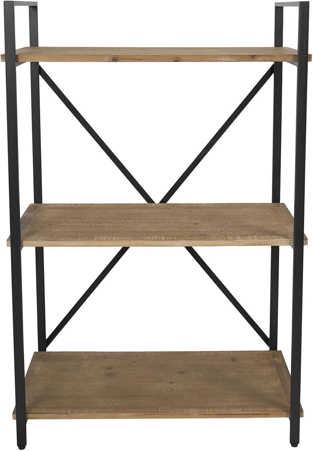 Industrial Small Bookshelf Bookcase Solid Wood 3 Tier Storage Rack Shelf for Small Space, Kitchen, Bathroom, Living Room, Office, 24.5