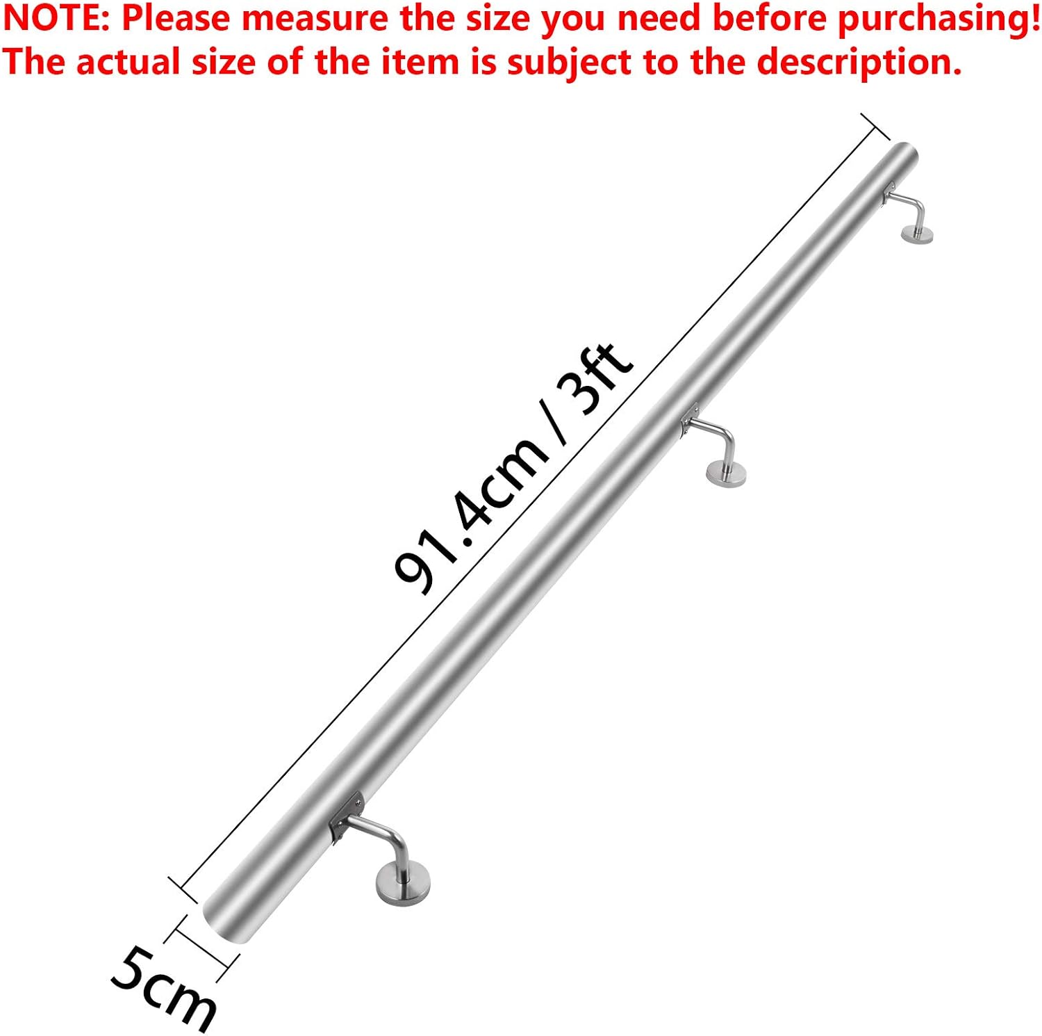 Happybuy 3 Feet Handrail Stainless Steel Indoor Stairway Straight Grab Wall Bars 1.97