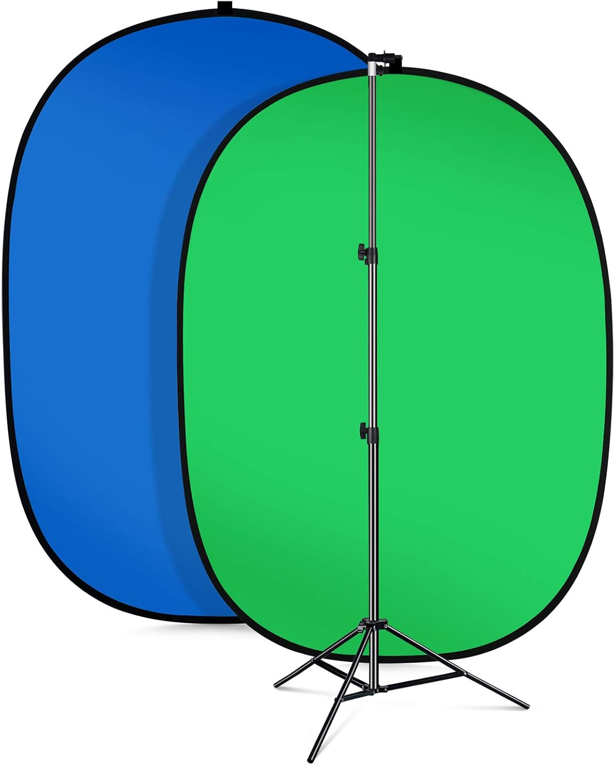 AFHT 5'X7'Portable Green Screen Backdrop with Stand Blue and Green 2-in-1 Collapsible Green Screen Kit, Chromakey Blue and Green Screen Chair