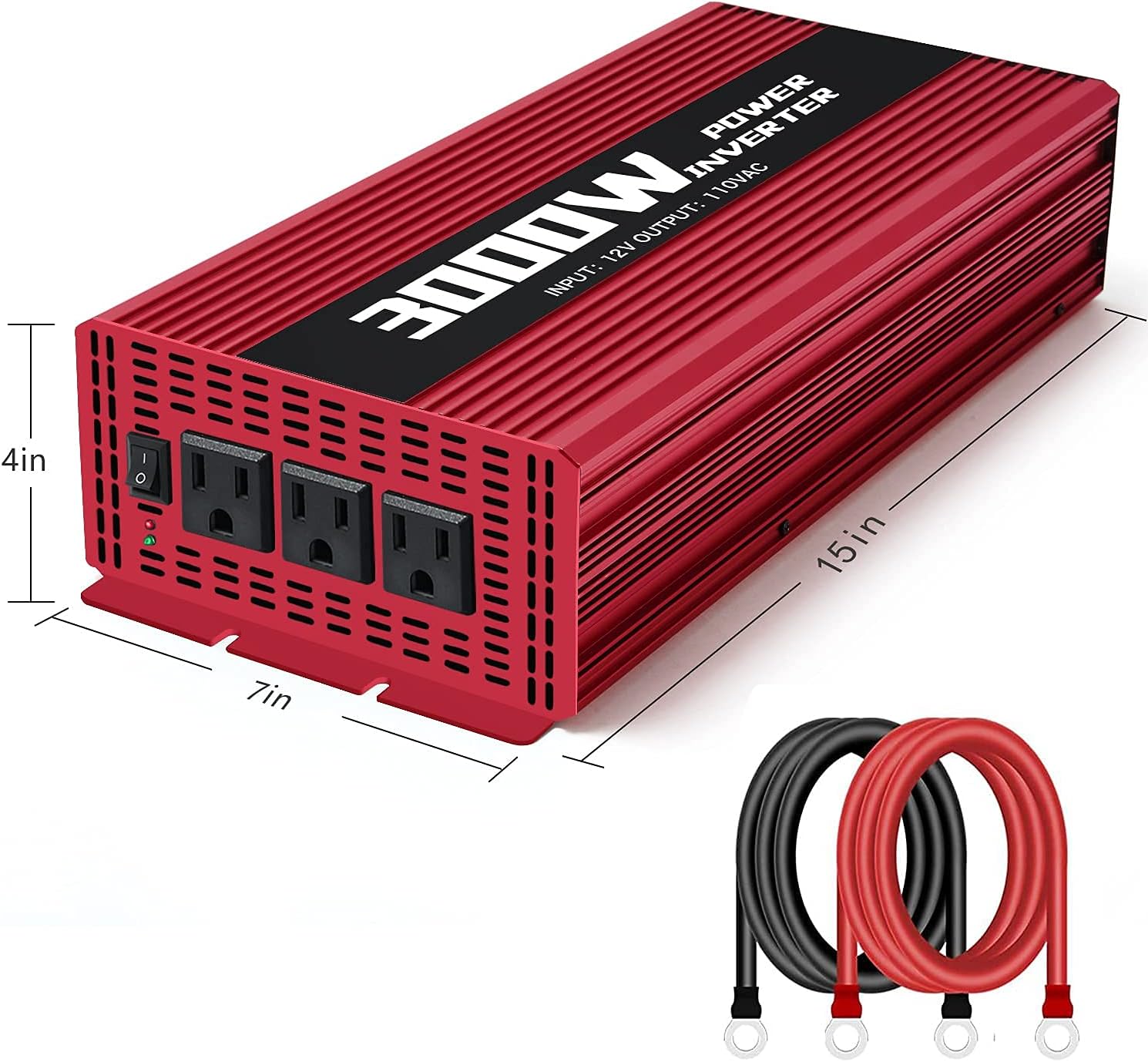 free 3000W Power Inverter DC 12V in to AC 110V Out Modified Sine Wave Converter for Home Car RV with AC Outlets Converter, 3000W INVERTER