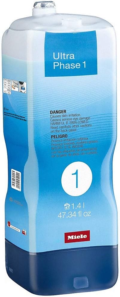 Miele UltraPhase 1 & 2, 2-Component Detergent for Whites/Colors Aqua Fragrance (2, UltraPhase 1 & 2) Pack of 2