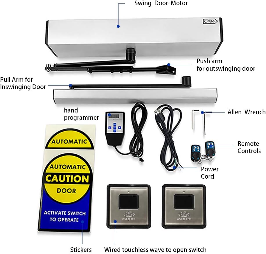 Olide-120B Touchless Automatic Door Opener Wave Sensor Switch to Activate Door with 2pcs Wired Wave Sensor Switches Olide-513