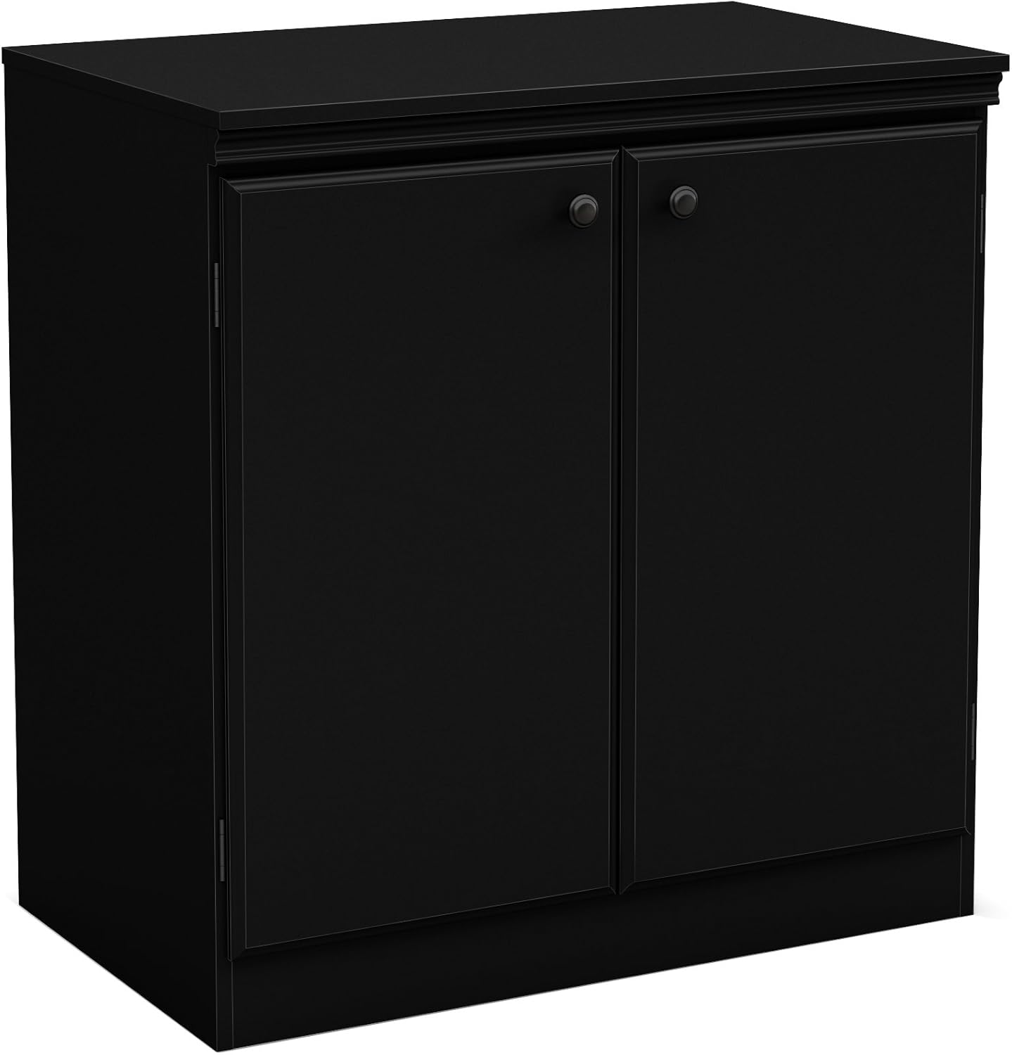 South Shore Small 2-Door Storage Cabinet with Adjustable Shelf, Pure Black