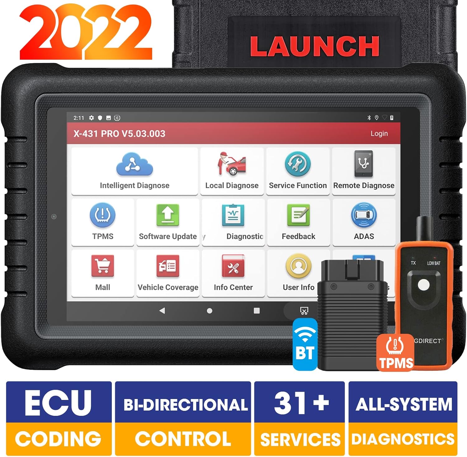 LAUNCH X431 PROS V 2022 Newest Bi-Directional Scan Tool, ECU Coding Active Test Same as X431 V+, OE-Level Full System with 31+ Reset OBD2 Scanner, AutoAuth for FCA SGW, 2 Years Free Update