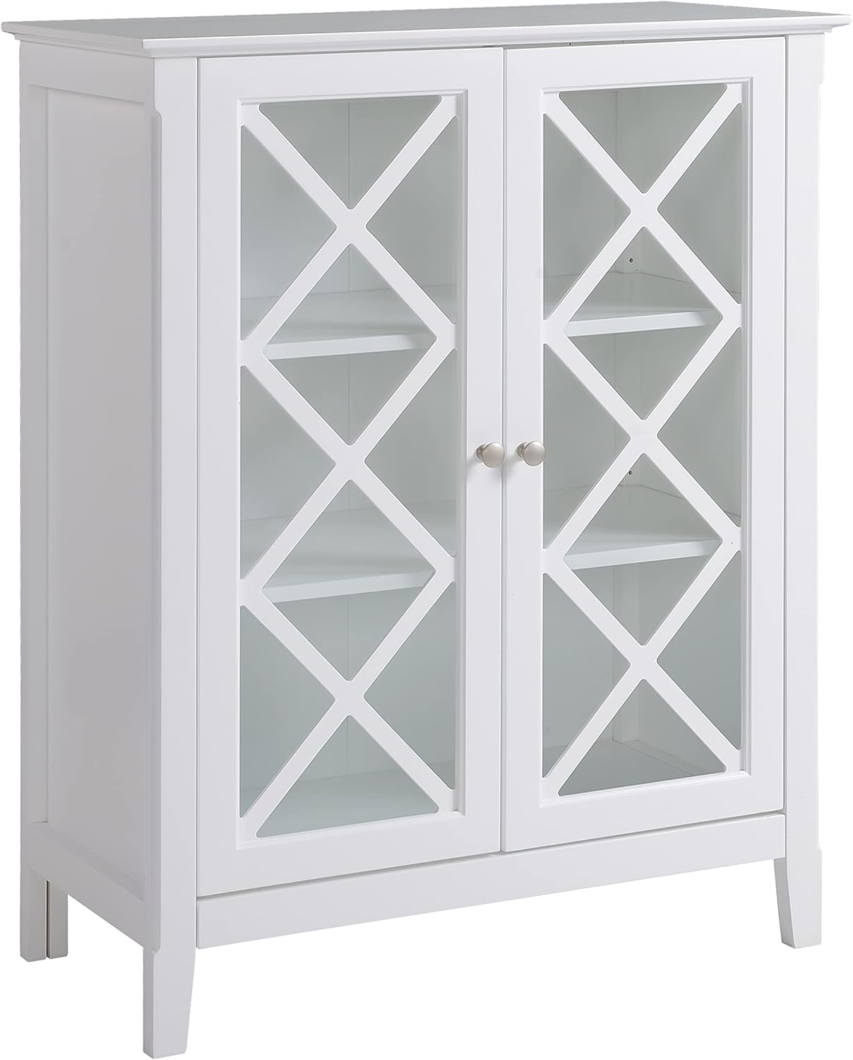 Legacy Home 2 Door Accent Cabinet, Glass Cabinet, 2 Door Storage Cabinet 144