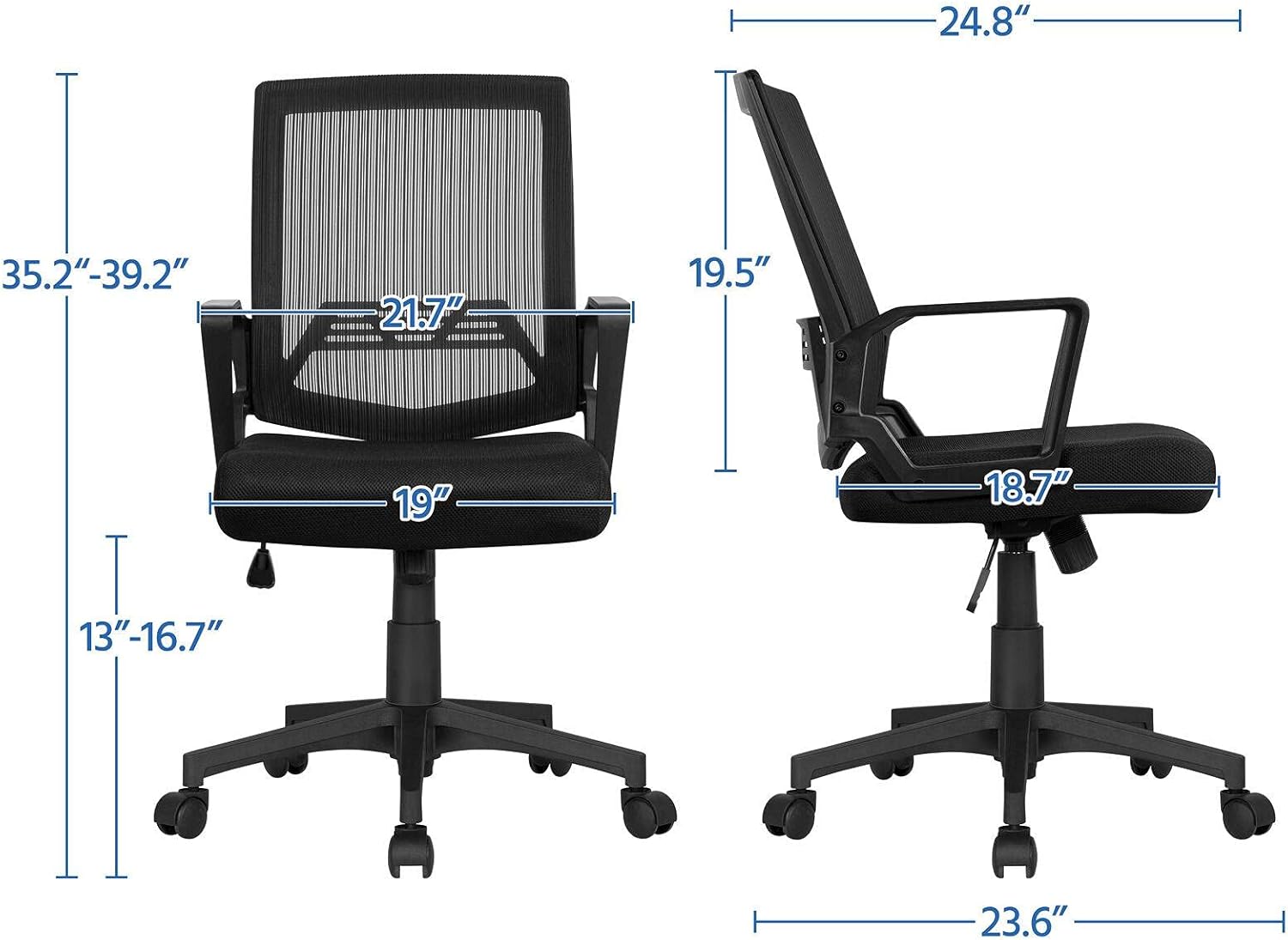 Guie Ergonomic Mesh Executive Chair Swivel Mid-Back Office Chair Computer Chair Black Home-Office-Desk-Chairs Gaming Chair Office Chair Gaming Desk Computer Chair High Chair Home Office Desk cha