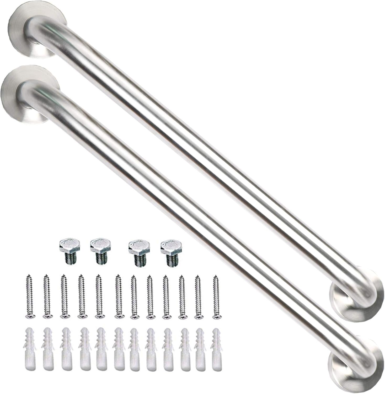 2 Pack 24 Inch Shower Grab Bar, iMomwee Chrome Stainless Steel Bathroom Grab Bar Handle, Bathroom Shower Balance Bar,Safety Hand Rail Support,Handicap Elderly Senior Assist Bath Handle(1.5