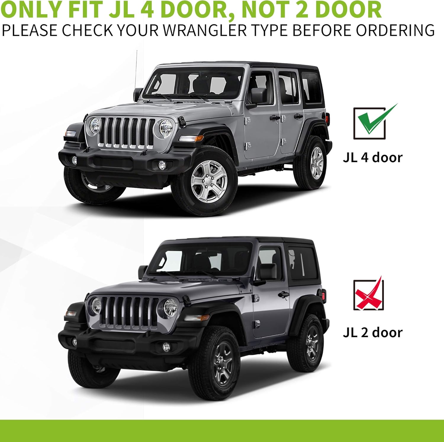 AUTOSAVER88 6 inches OE Style Running Boards, Nerf Bars, Side Steps Compatible for 2018-2022 Jeep Wrangler JL 4-Door Black (Excl JK Model)