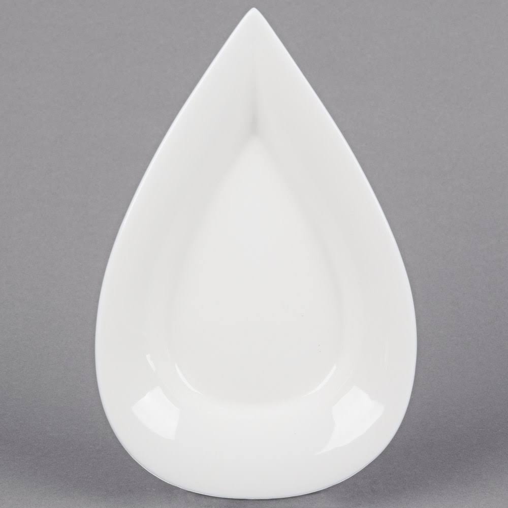 CAC DOT-10 10u0026quot; x 6 3/8u0026quot; Bright White One Tine China Tasting Platter - 24/Case