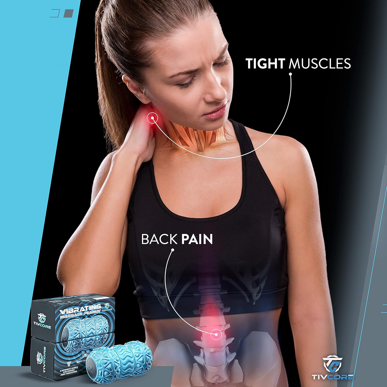 TIVCORE Vibrating Peanut Massage Ball for Physical & Trigger Point Therapy - Peanut Foam Roller for Mobility & Flexibility - Back, Neck, & Foot Massager for Deep Tissue Massage & Myofascial Release Pack of 2