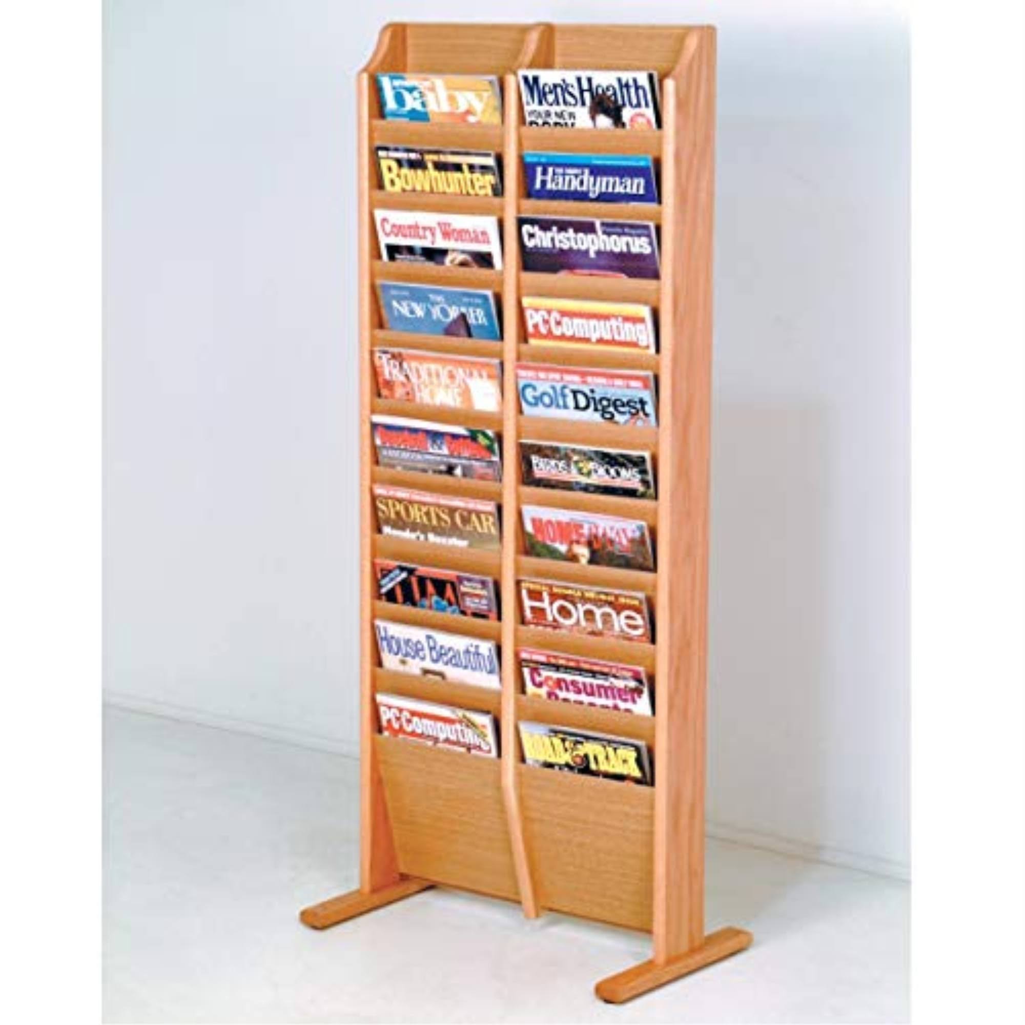 Wooden Mallet Mr20-fsbh Cascade Free Standing 20 Pocket Magazine Rack - Black Mahogany u0026 Light Oak