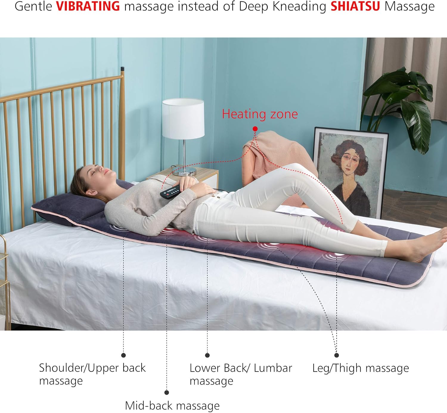 Comfier Full Body Massage Mat with Heat, Massage Pad with 10 Vibrating Motors & 4 Heating Pad with Auto Shut Off, Back Massage Chair Pad for Home Office Use