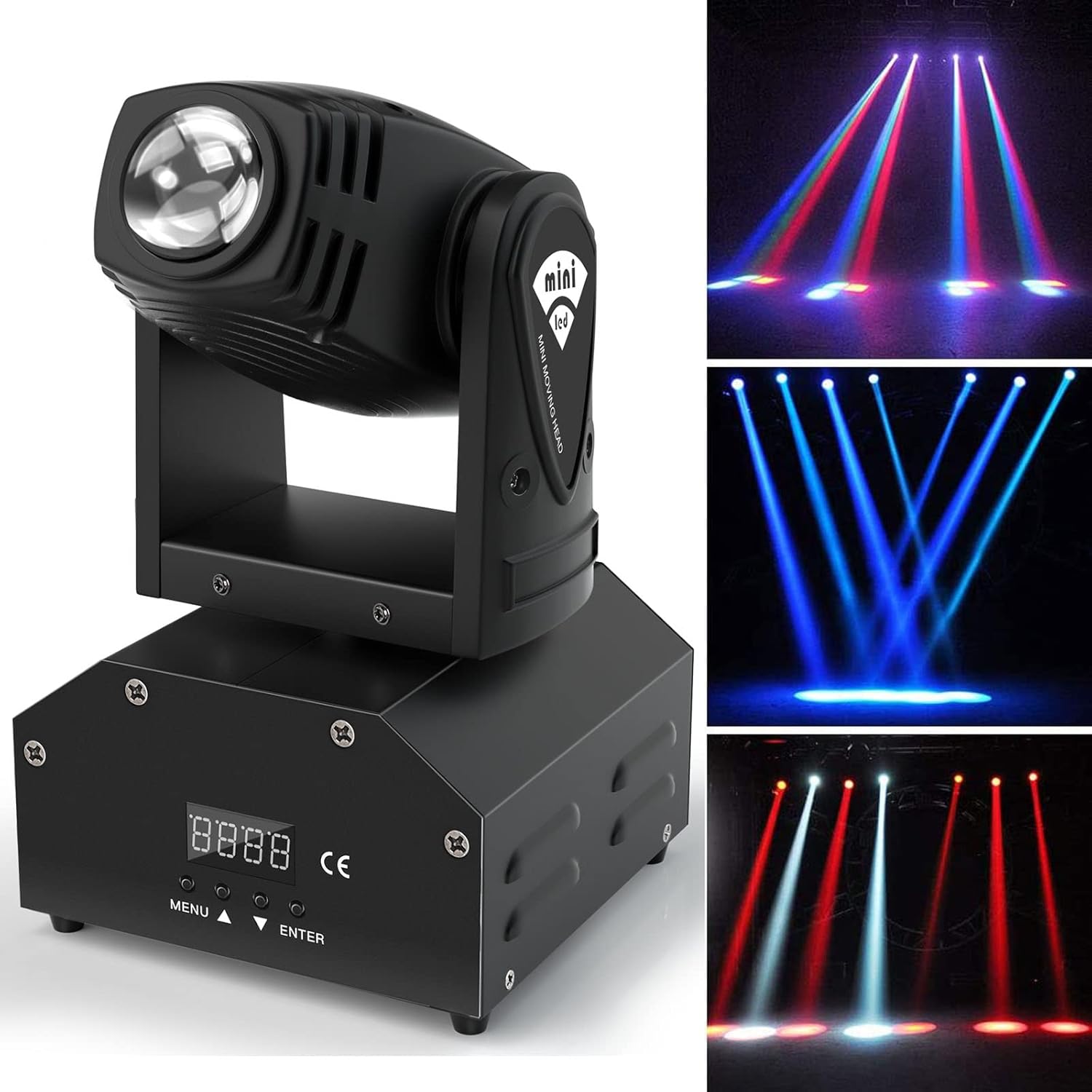 U`King Moving Head Stage Light RGBW (4 in 1) DMX512 Rotating Wash Lighting Effect Spotlight with Sound Activated Control for DJ Disco Live Show Club Dance Party Wedding Bar Theater Christmas Lights
