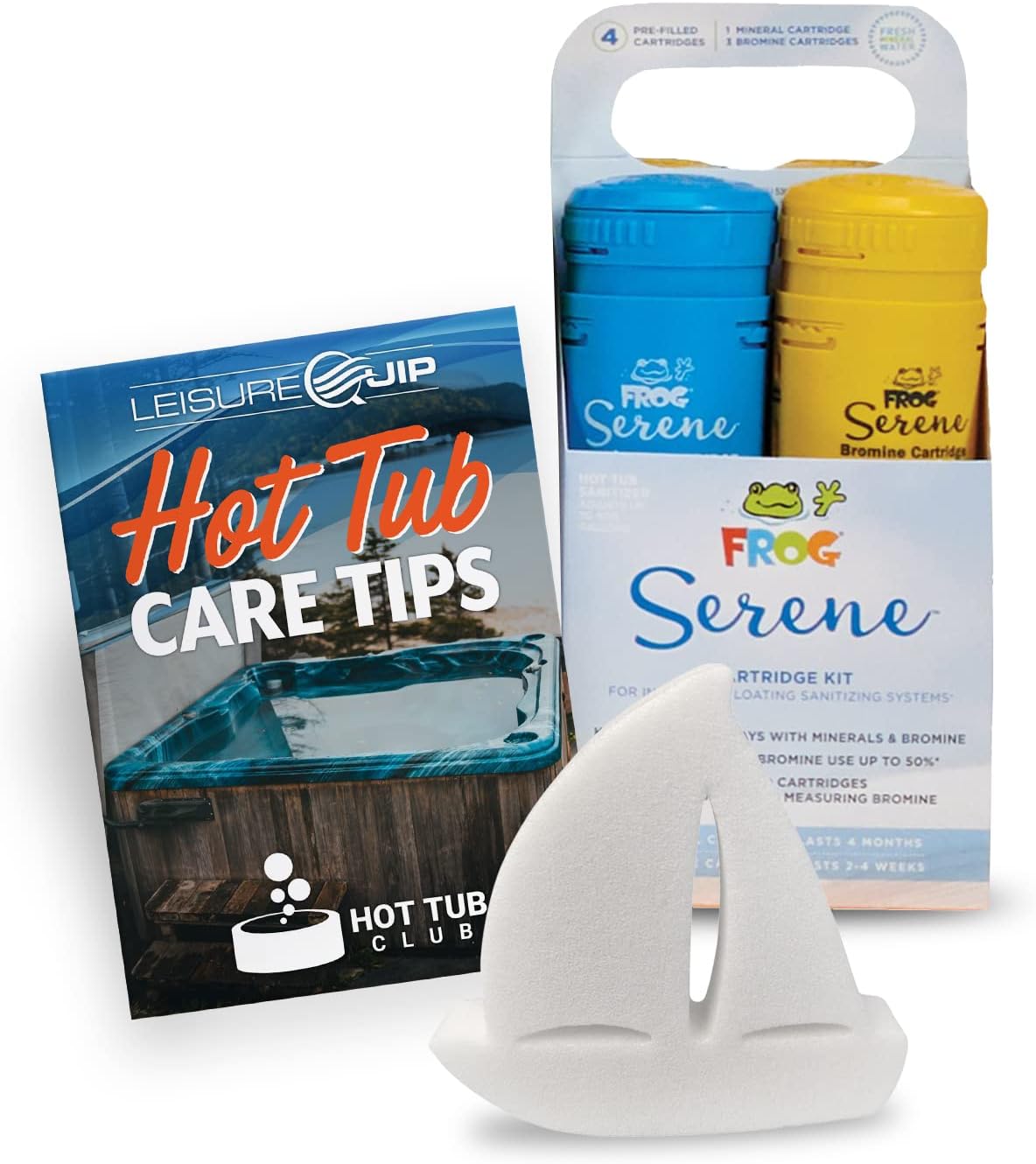 HotTubClub King Technology SPA Frog Serene Replacement Cartridge Kit, Hot Tub Accessories - Bundle with Floating ScumBug Oil Absorber & Hot Tub Care eBook (6 Items) Pack of 2