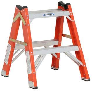 Werner 2 ft. Fiberglass Twin Step Ladder with 300 lbs. Load Capacity Type iA Duty Ratin T6202