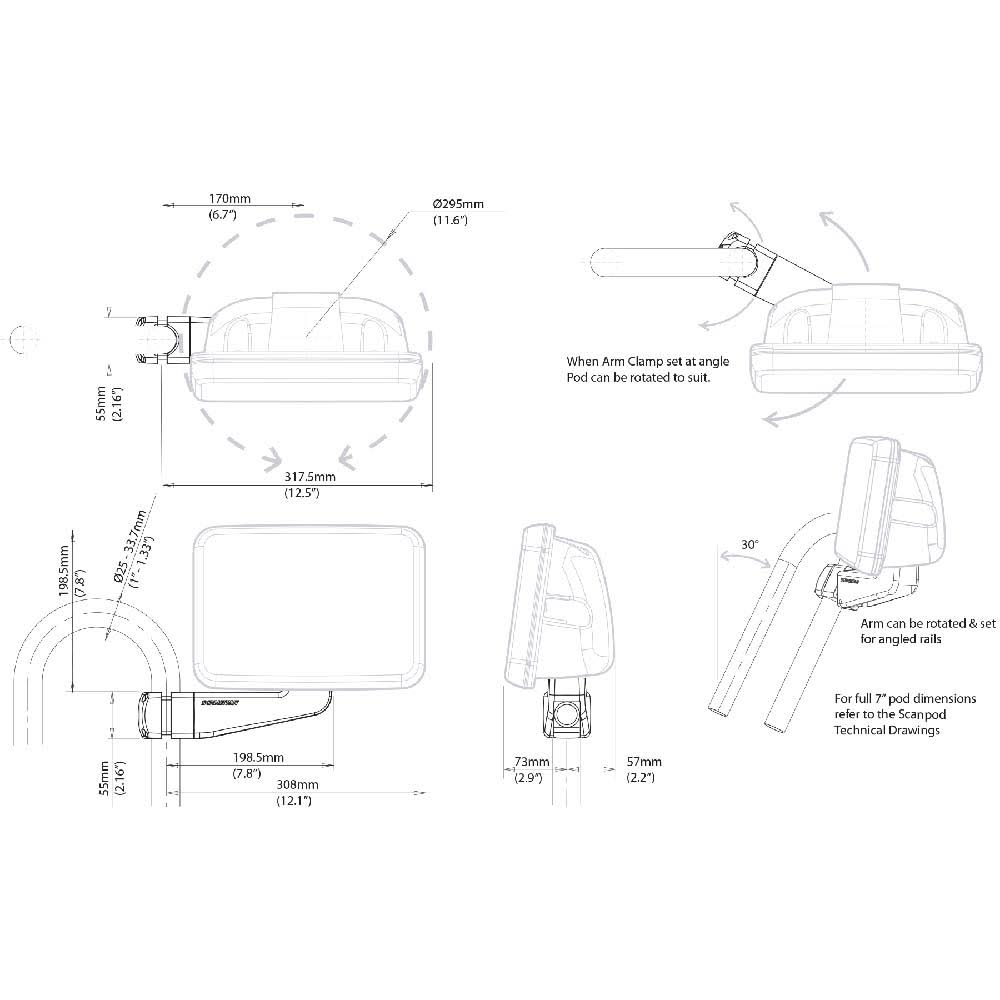 Scanstrut Ultra Compact 7x22 Scanpod - Arm Mount