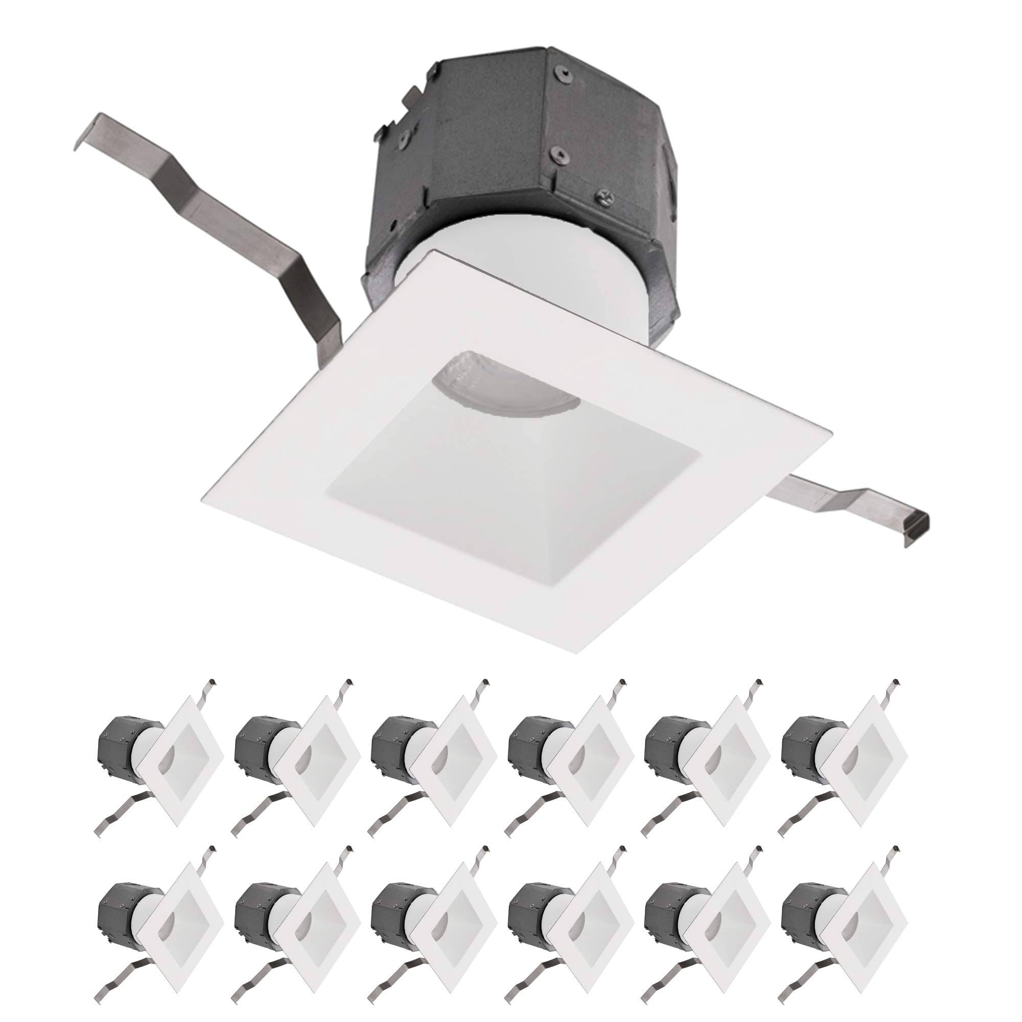 WAC Lighting-R4DSDR-F930-WT-12-Pop-in - 4 inch 12W 3000K 1 LED Square Line Voltage Recessed Kit (Pack of 12) White Finish