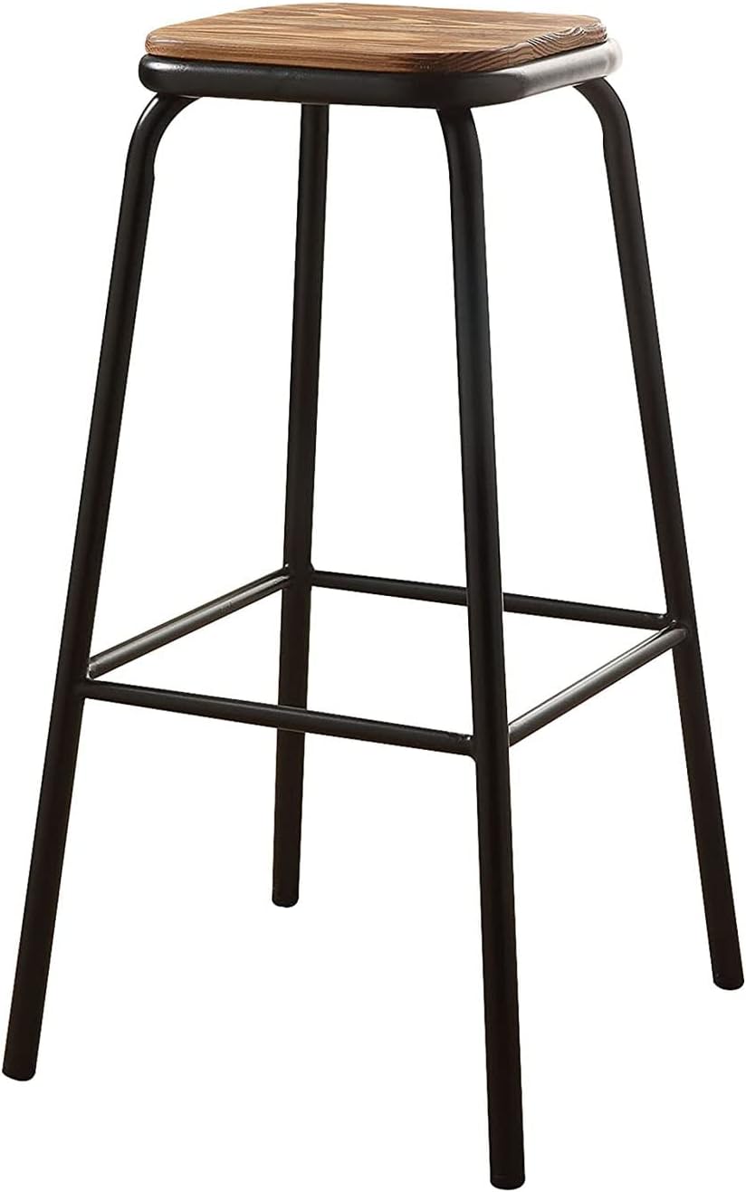 Set of 2 Bar Stool in Black and Natural Finish