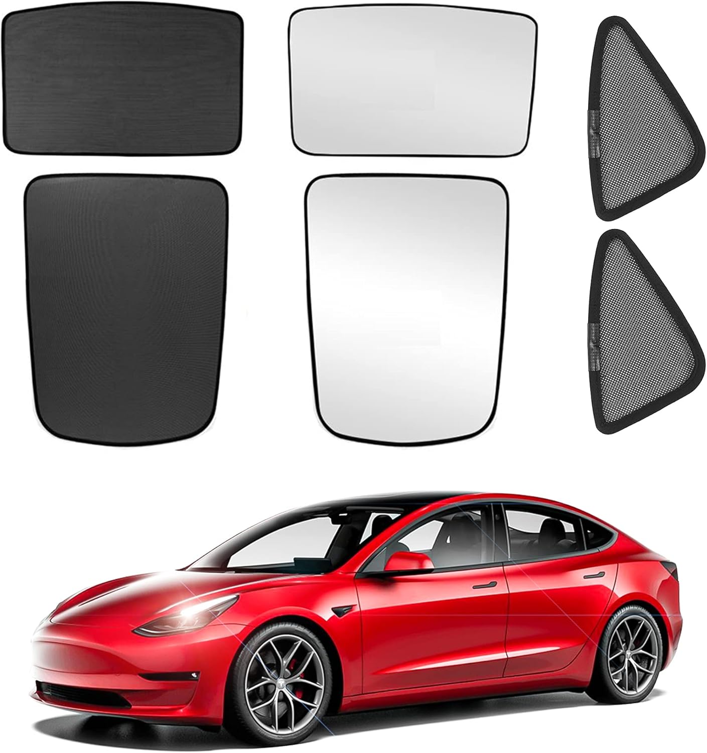 Arcoche Model 3 Sunshade Glass Roof and Half Rear Window Sunshade Foldable with UV/Heat Insulation Film Cover Set of 6 Fit 2017-2021 Tesla M3 Pack of 2
