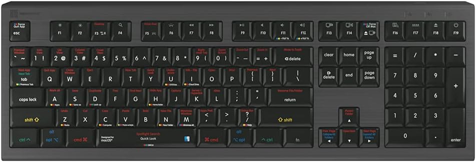 Logickeyboard Shortcut Keyboard Compatible with macOS- Astra 2 Backlit Keyboard # LKB-OSX-A2M-US