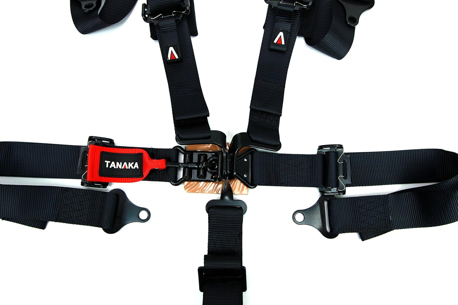 Tanaka Black Series Latch and Link 5 Points Safety Harness Set with Ultra Comfort Heavy Duty Shoulder Pads (for one seat/Youth use) (Black) (2