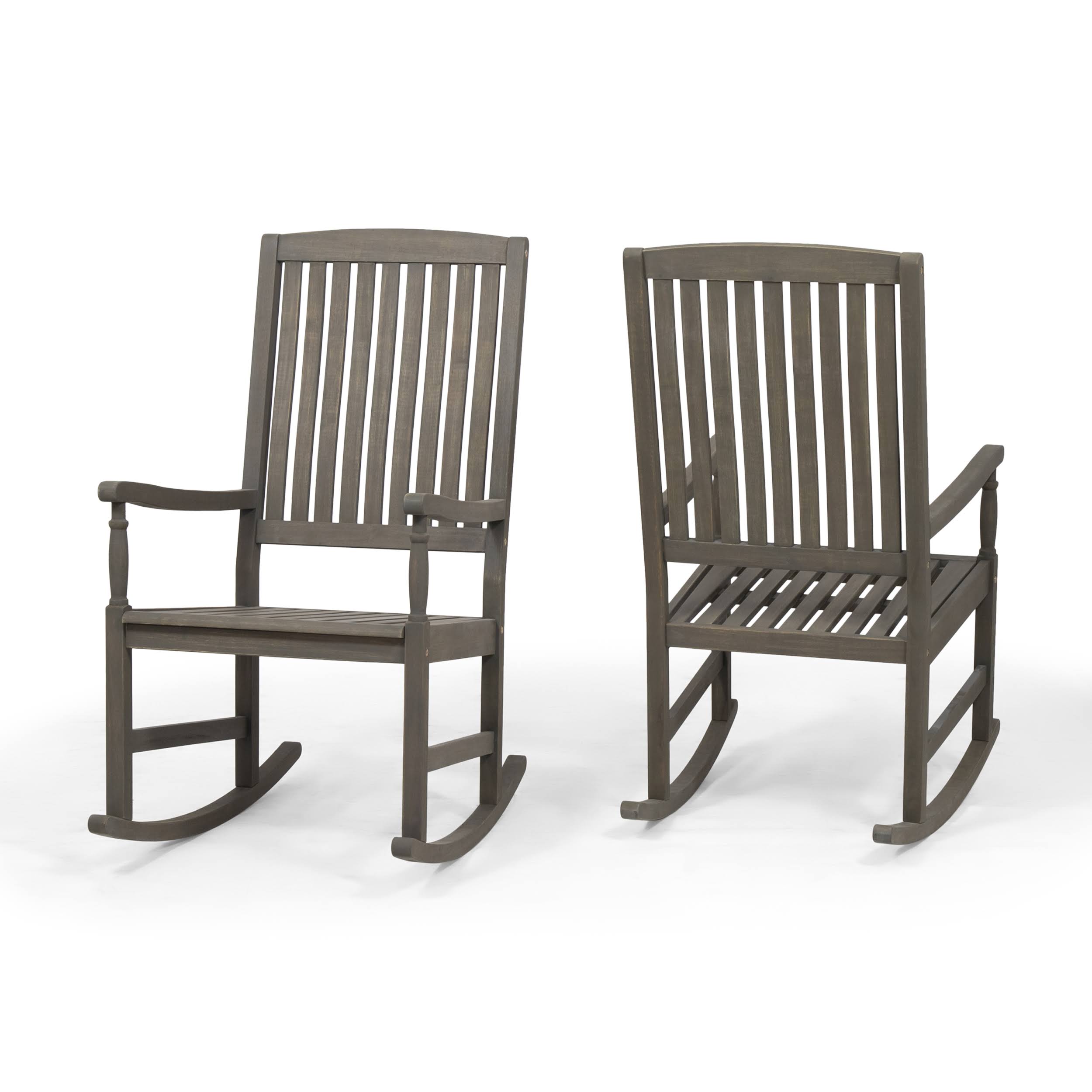 Penny Outdoor Acacia Wood Rocking Chairs (Set of 2) - Gray Finish