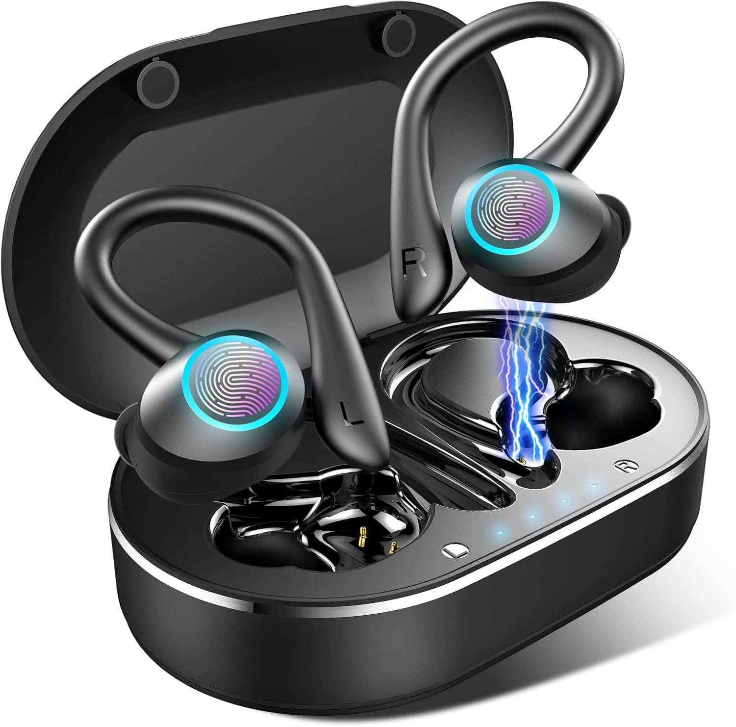 Wireless Earbuds, Bluetooth 5.1 Sport Headphones in Ear with Earhooks, Bluetooth Earbuds Wireless Headphones with Immersive Sound, IP7 Waterproof Earphones, Noise Cancelling Headset [2021 New Model] Pack of 2