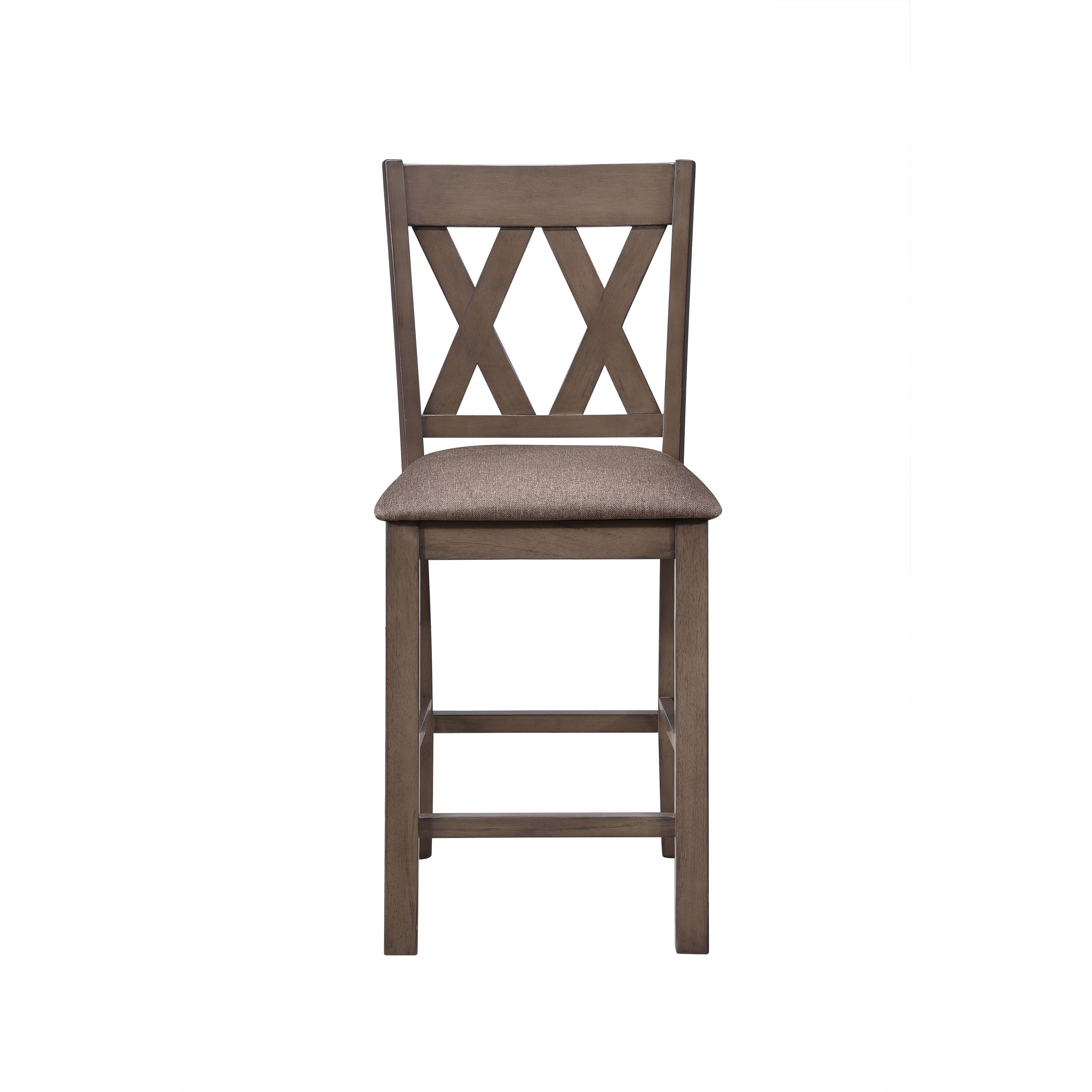 Acme Scarlett Counter Height Chair - Set of 2 Brown Fabric and Walnut