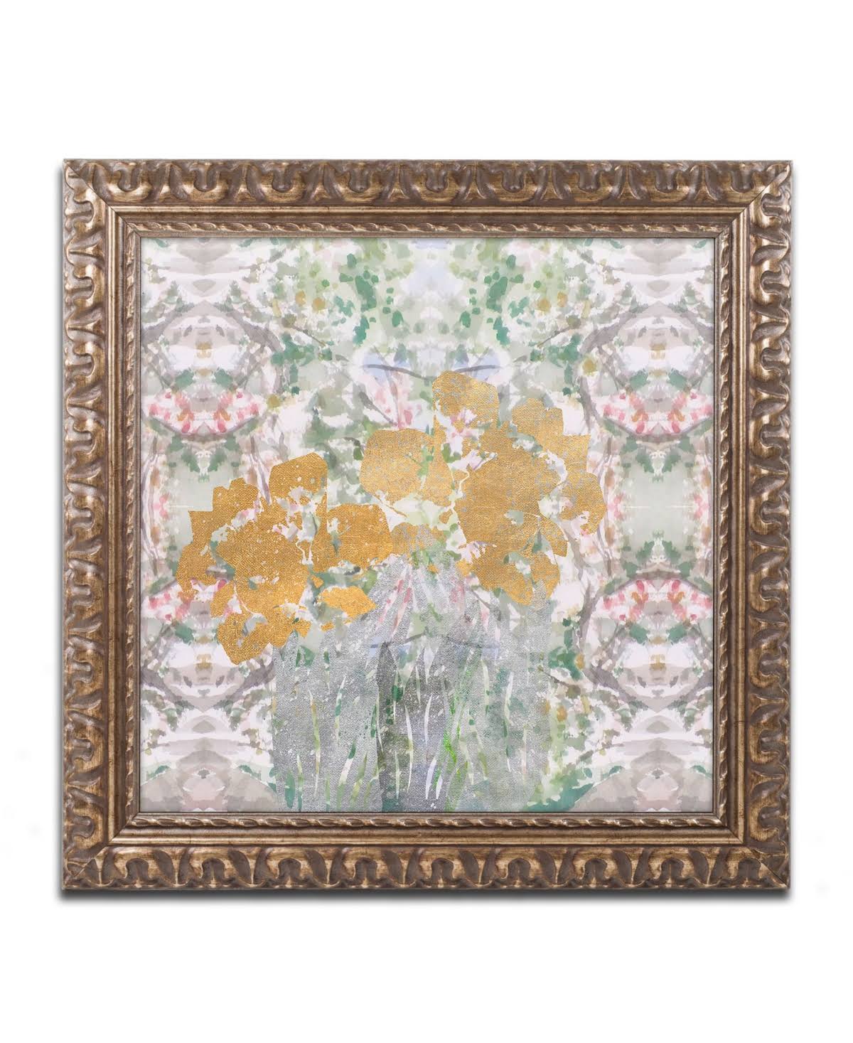 Trademark Fine Art ALI5700-G1616F Floral Abstract by Lisa Powell Braun, Gold Ornate Frame 16x16-Inch