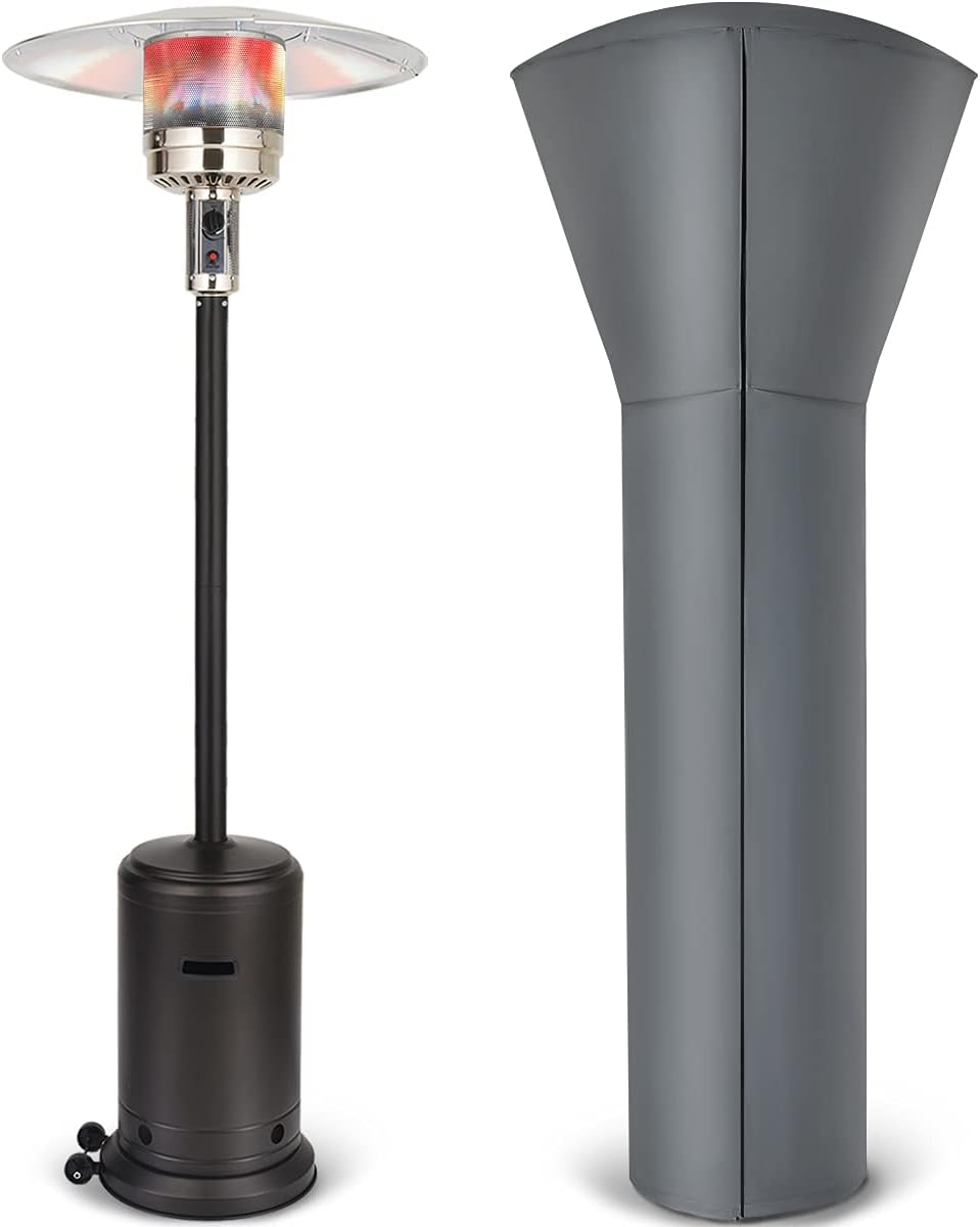 UPHA 46000 BTU Outdoor Patio Heater with Portable Wheels, Bronze Propane Space Heater with ETL Certification, Commercial & Residential 87-inch Floor Standing