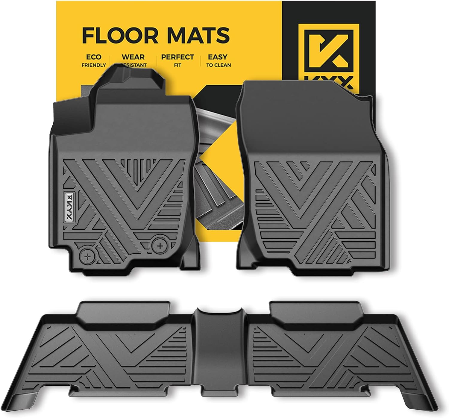 KYX Floor Mats Fits for 2013-2018 RAV4 (Not fits for Hybrid or Electric Models), All Weather Protection Floor Liners 1st and 2nd Row Front & Rear, Car Mats TPE Black