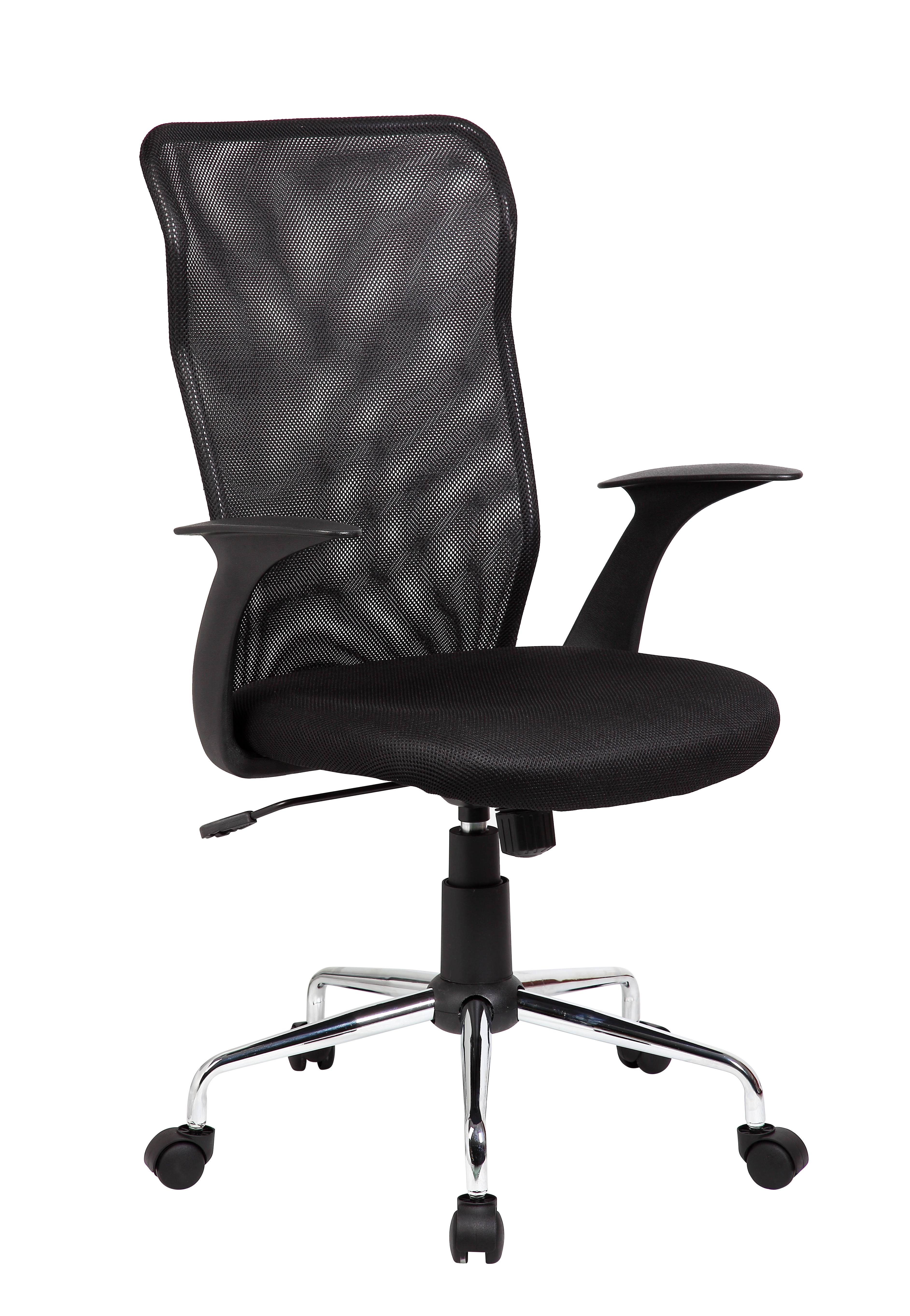Techni Mobili High-Back Mesh Task Chair with Arms, Black