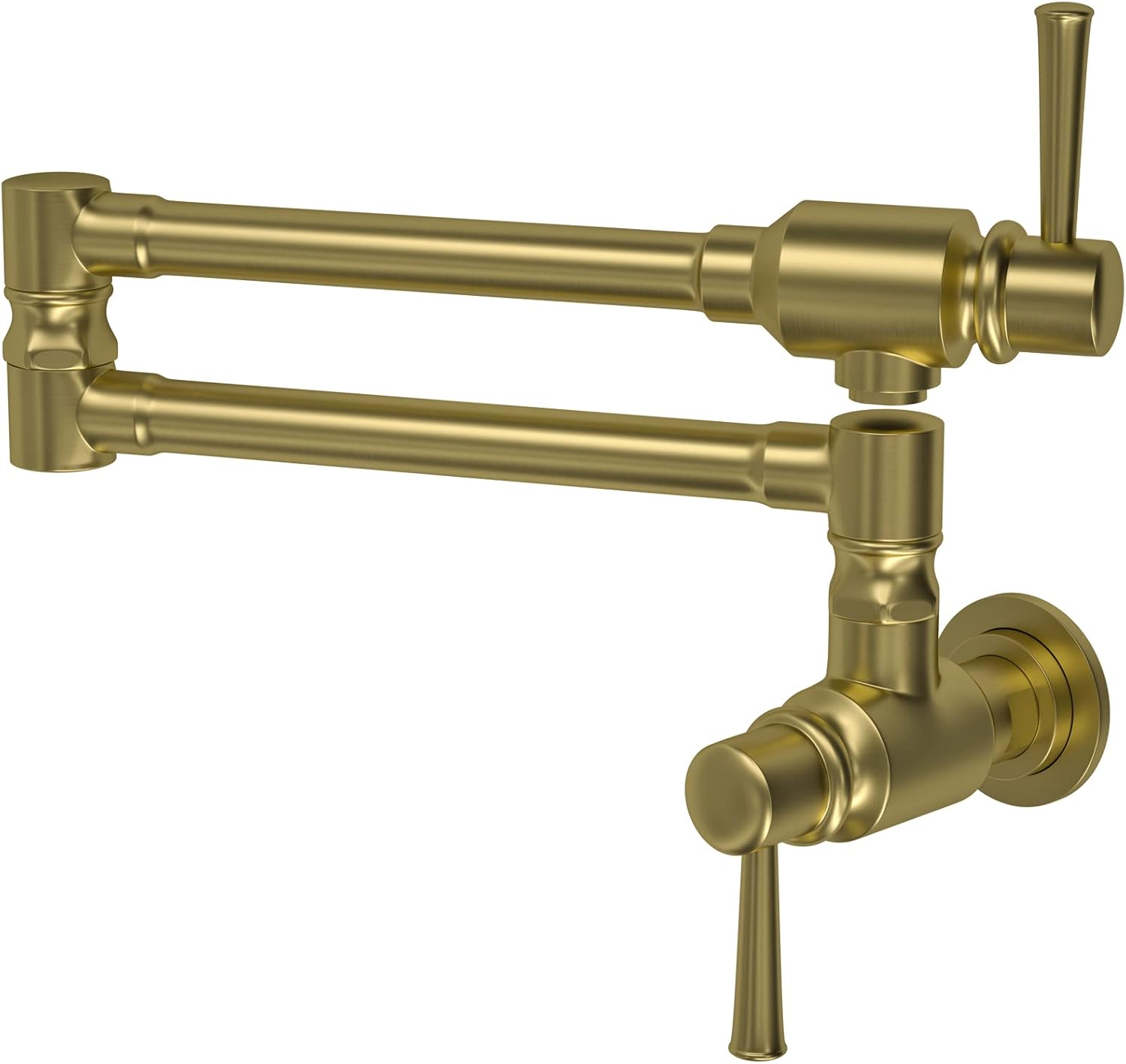 CWM Stainless Steel Matt Black Pot Filler Faucet Commercial Wall Mount Kitchen Sink Faucet Folding Stretchable with Single Hole Two Handles