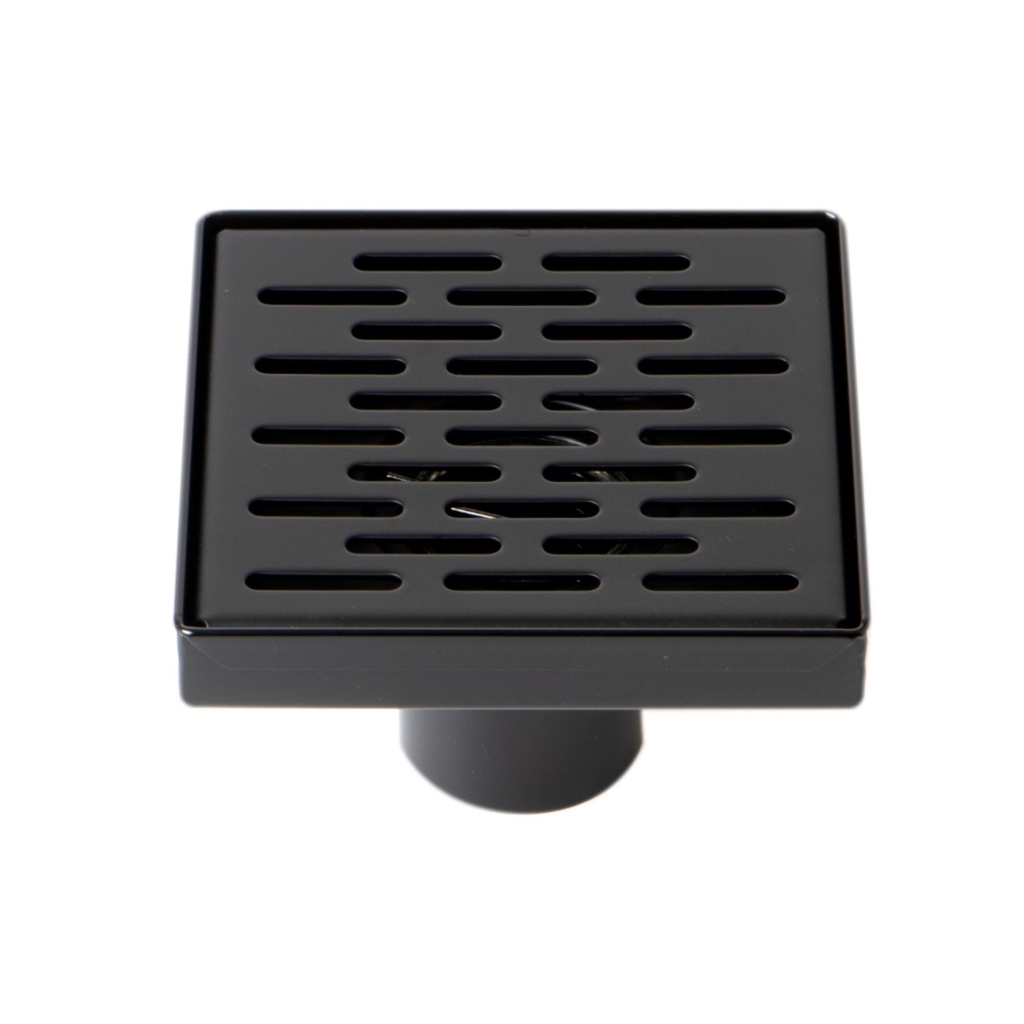 Alfi Brand 5x22 x 5x22 Black Matte Square Stainless Steel Shower Drain with Groove Holes