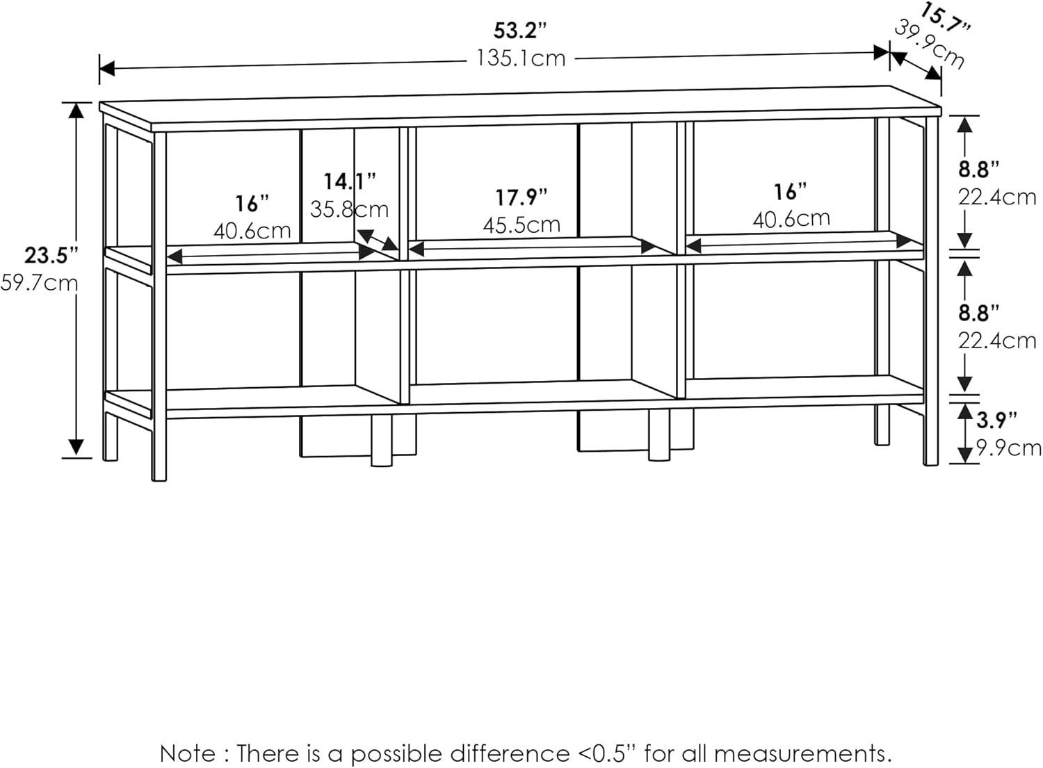 Furinno Camnus Modern Living Entertainment Center Stand for TVs up to 60 Inch, Americano/Black