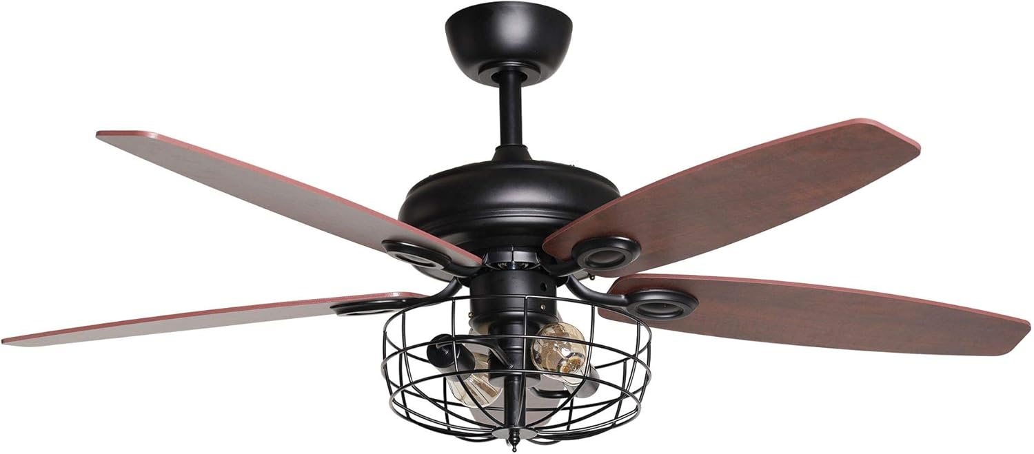 Farmhouse Ceiling Fan with Lights Remote control Rustic Ceiling Fan, 52 Inch, Black