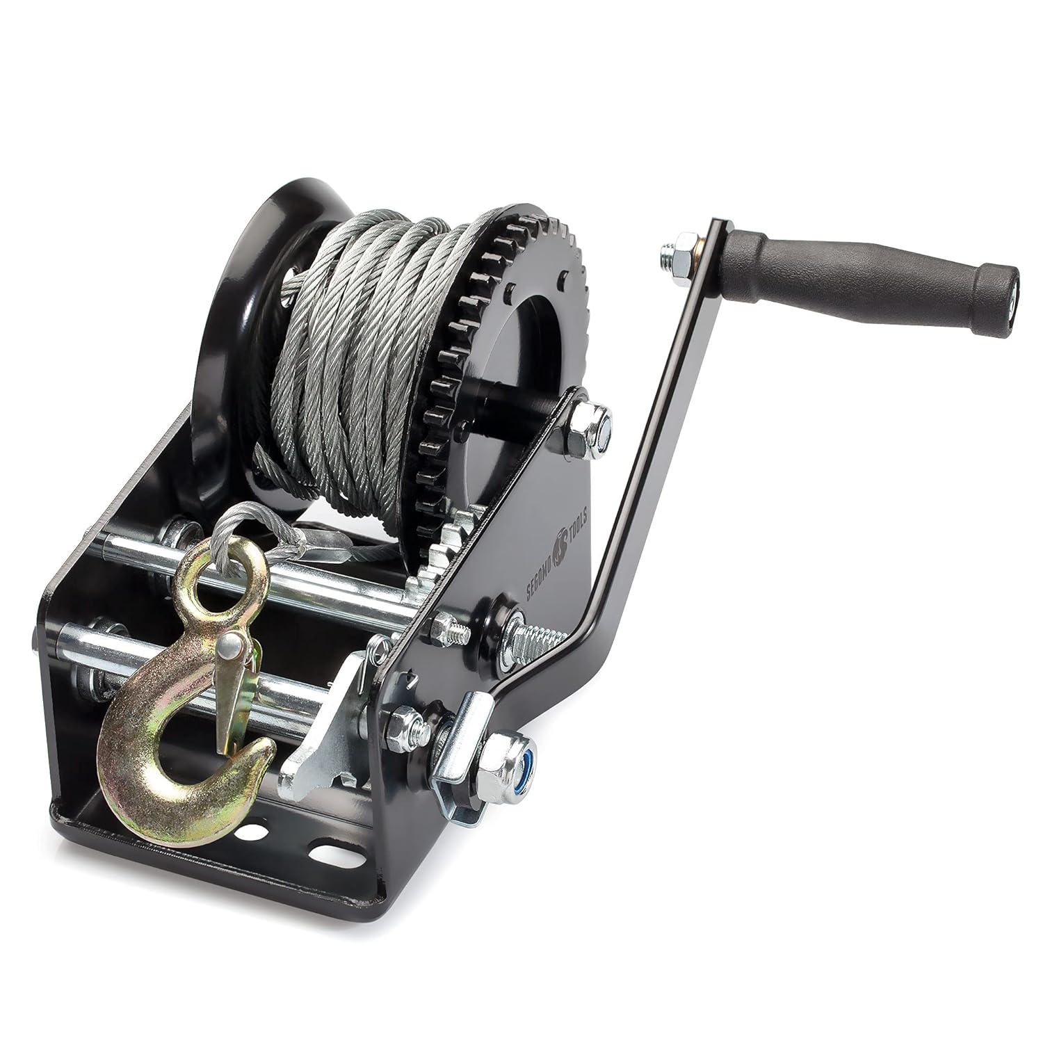 Segomo Tools Heavy Duty 3500 Pound Manual Two Way Ratchet 32.2 Ft Long Wire Hand Winch | Boat Winch | 2 Way Winch | Manual Winches | Hand Winch with Cable | Cable Winch | Small Hand Winch - HW3500 Pack of 2