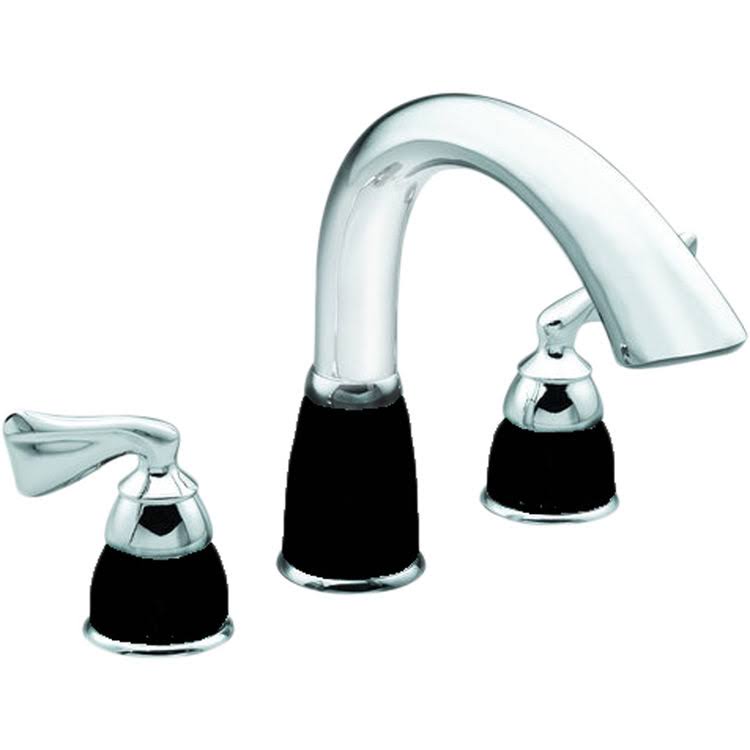 Moen T970NLBL Asceri Nickel u0026 Matte Black Two-Handle High Arc Roman Tub Faucet