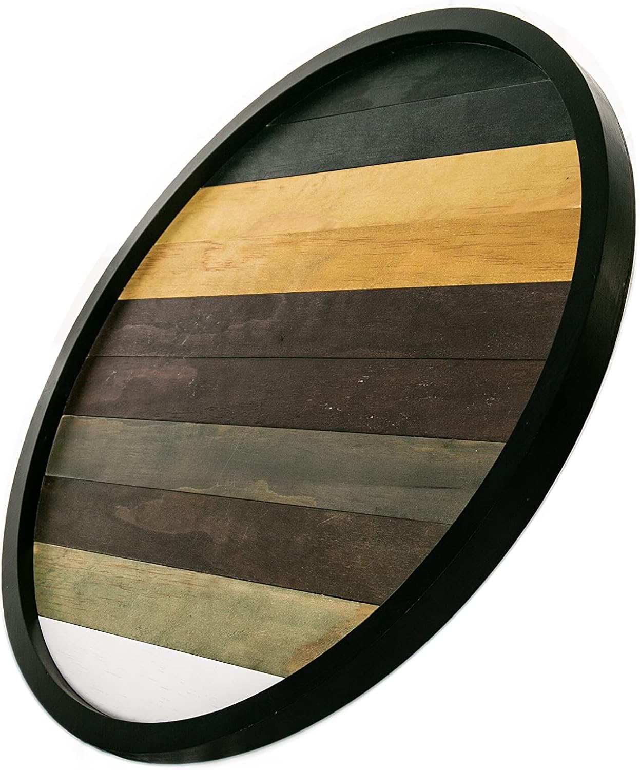 HOME BREEZES Extra Large Wooden Lazy Susan- Round Wood Ottoman Turntable Tray, Serve Tea, Coffee, or Breakfast in Bed, Classic Circle Wooden Tray for Tabletop, Decorative Serving Tray. Pack of 2