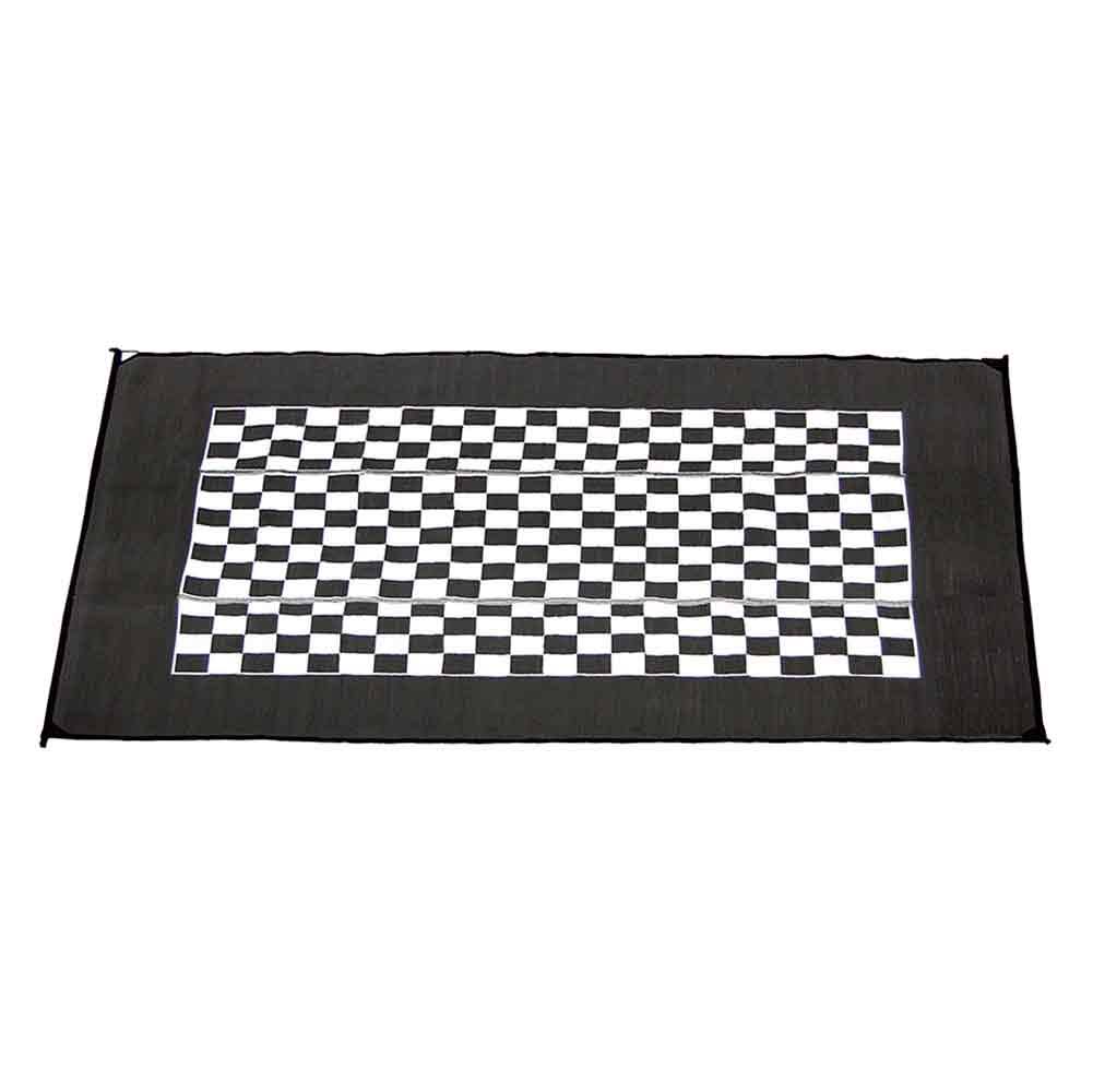 Overtons Checkered Racing Patio Mat, 9& x 12& in Black