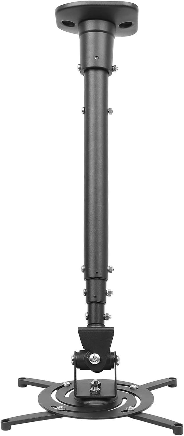 DYNAVISTA Full Motion Universal Ceiling Projector Mount Bracket with Adjustable Height and Extendable Arms Rotating Swivel Mount for Home and Office Projector (Black) Pack of 2