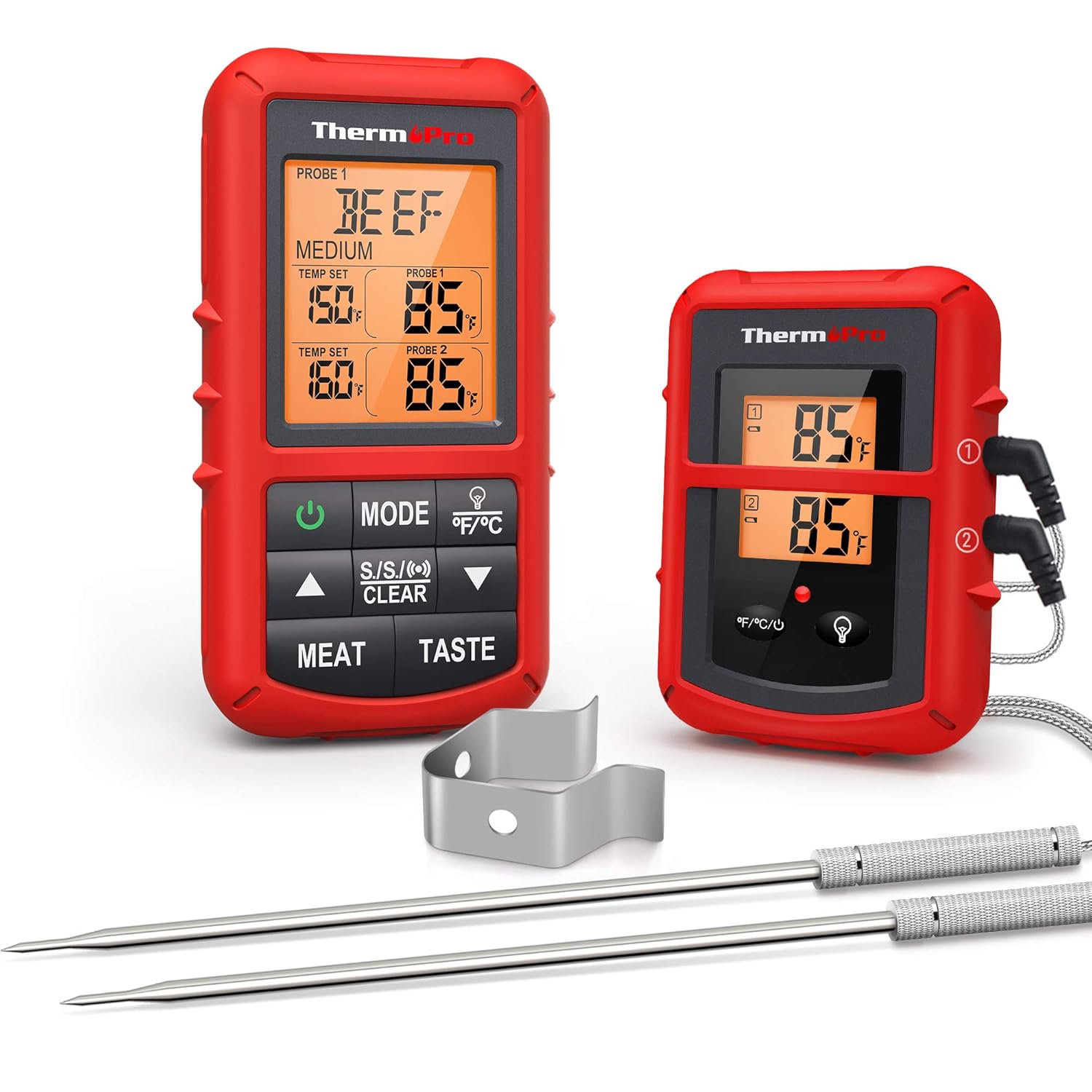 ThermoPro TP20 Wireless Meat Thermometer with Dual Meat Probe, Digital Cooking Food Meat Thermometer Wireless for Smoker BBQ Grill Thermometer Pack of 2