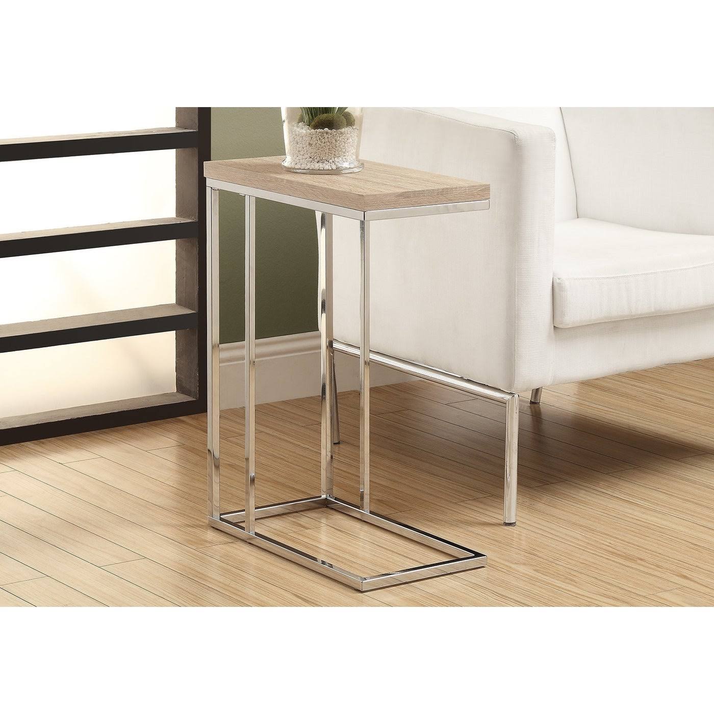 Monarch 3203 Natural with Chrome Metal Accent Table - Laminate - Brown