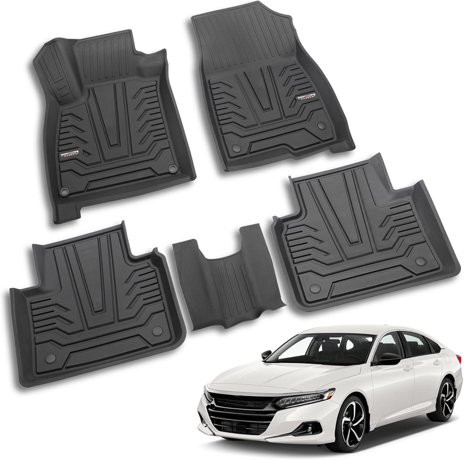 Car Floor Mats Compatible with 2018 2019 2020 2021 2022 Honda Accord, Custom Fit Black TPE All Weather Protection Front & Rear Seat Floor Liners