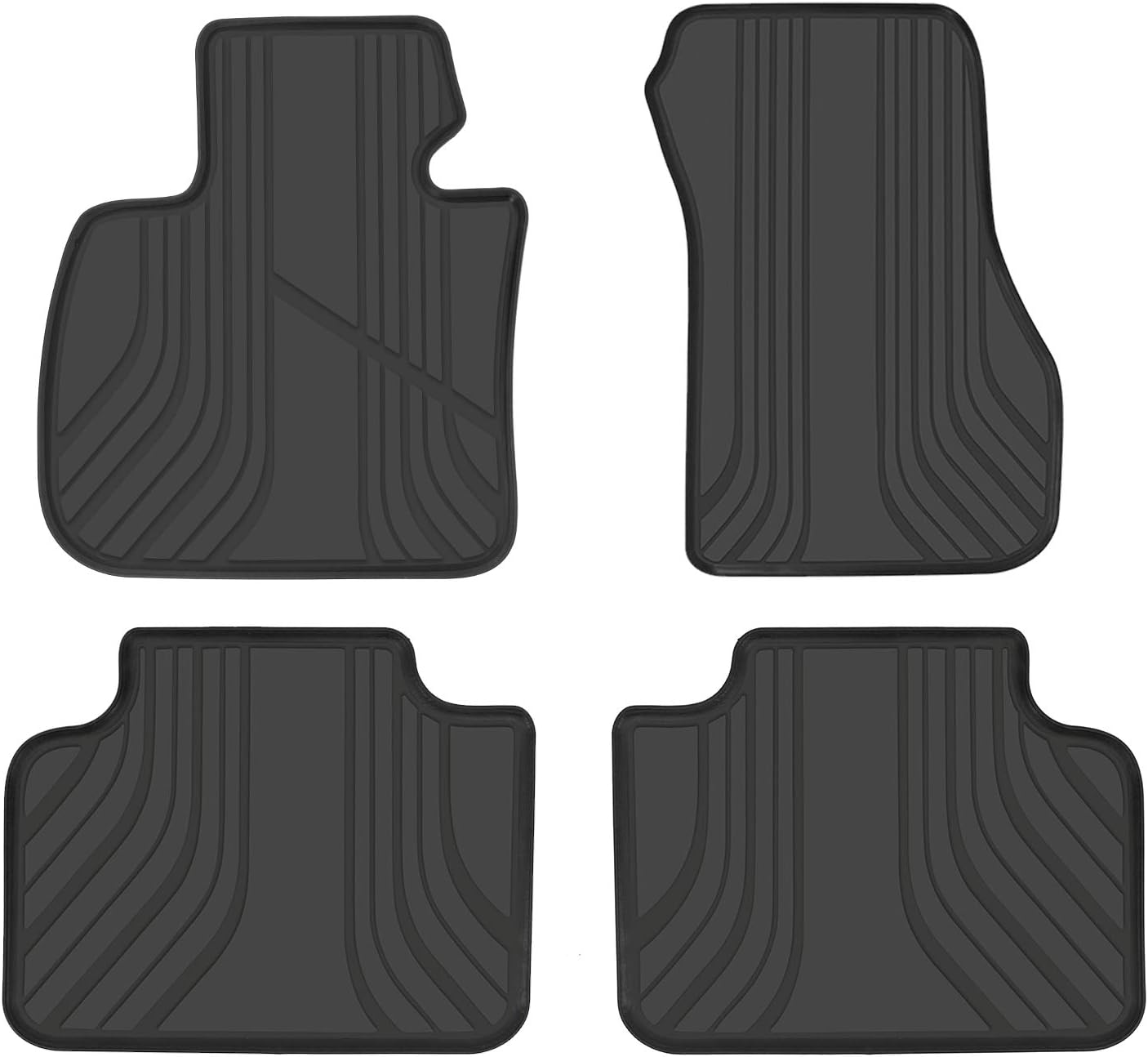 San Auto Car Floor Mats for BMW X1(2016-2022) 2AT(2015-2019) X2(2018-2022) F48 F45 F39 Custom Fit Full Black Rubber Auto Floor Liners Set All Weather Protection Heavy Duty Odorless